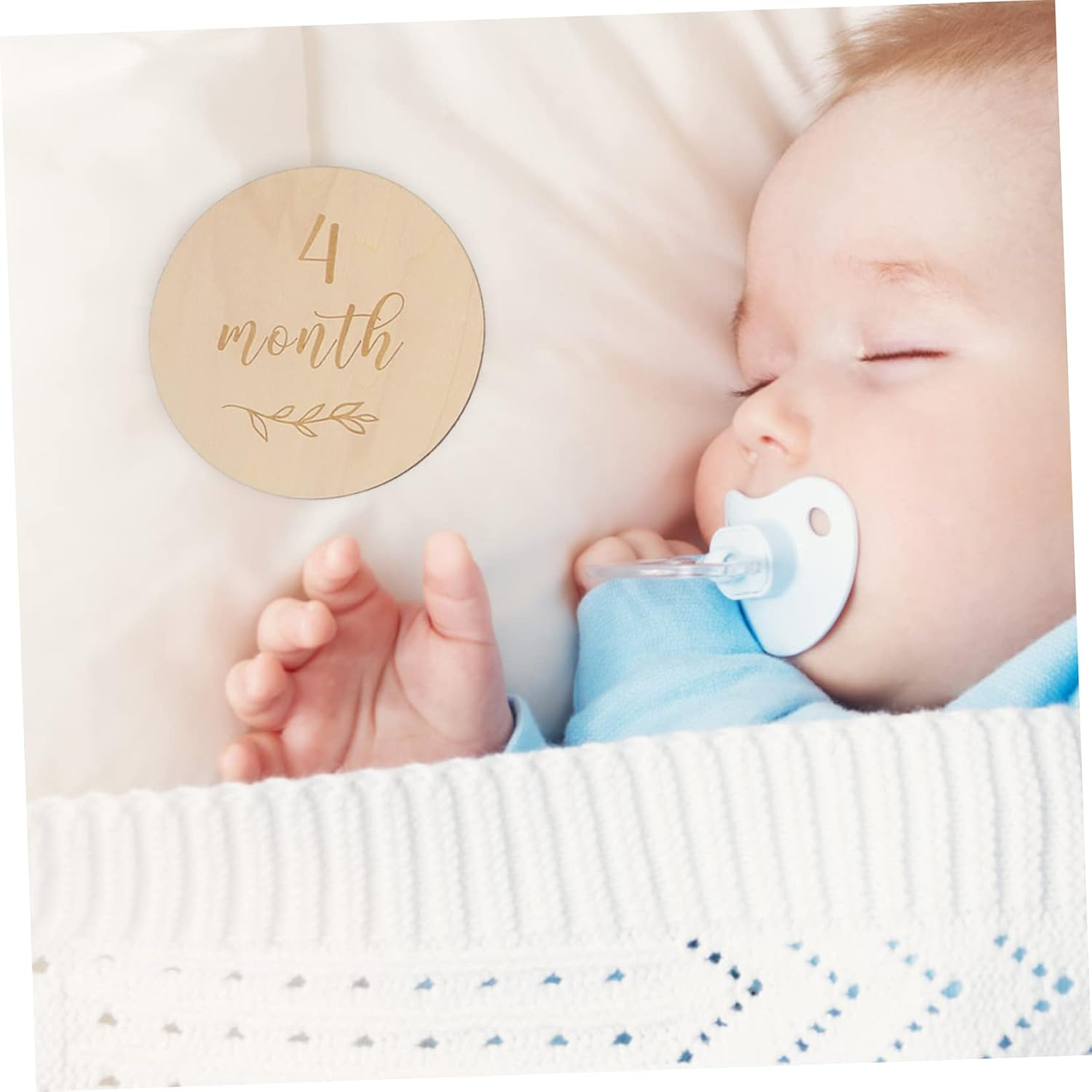 Wooden Baby Milestone Growth Cards Infant Monthly Commemorative Announcement Set Newborn Photography Prop 13Pcs Suitable for Baby'S Monthly Birthday Recording image number 6