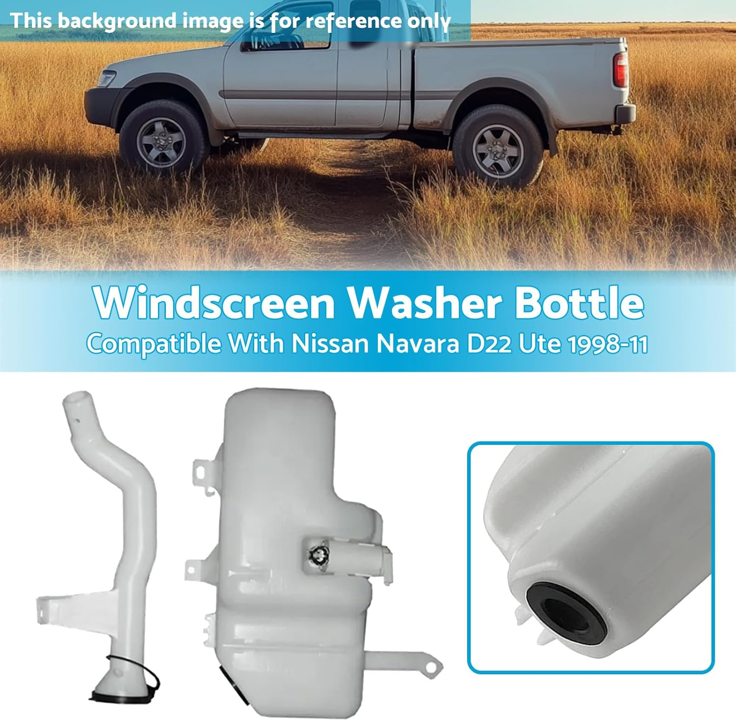 Windscreen Washer Fluid Reservoir Tank Compatible with Nissan Navara D22 Ute 1998-2011 image number 2