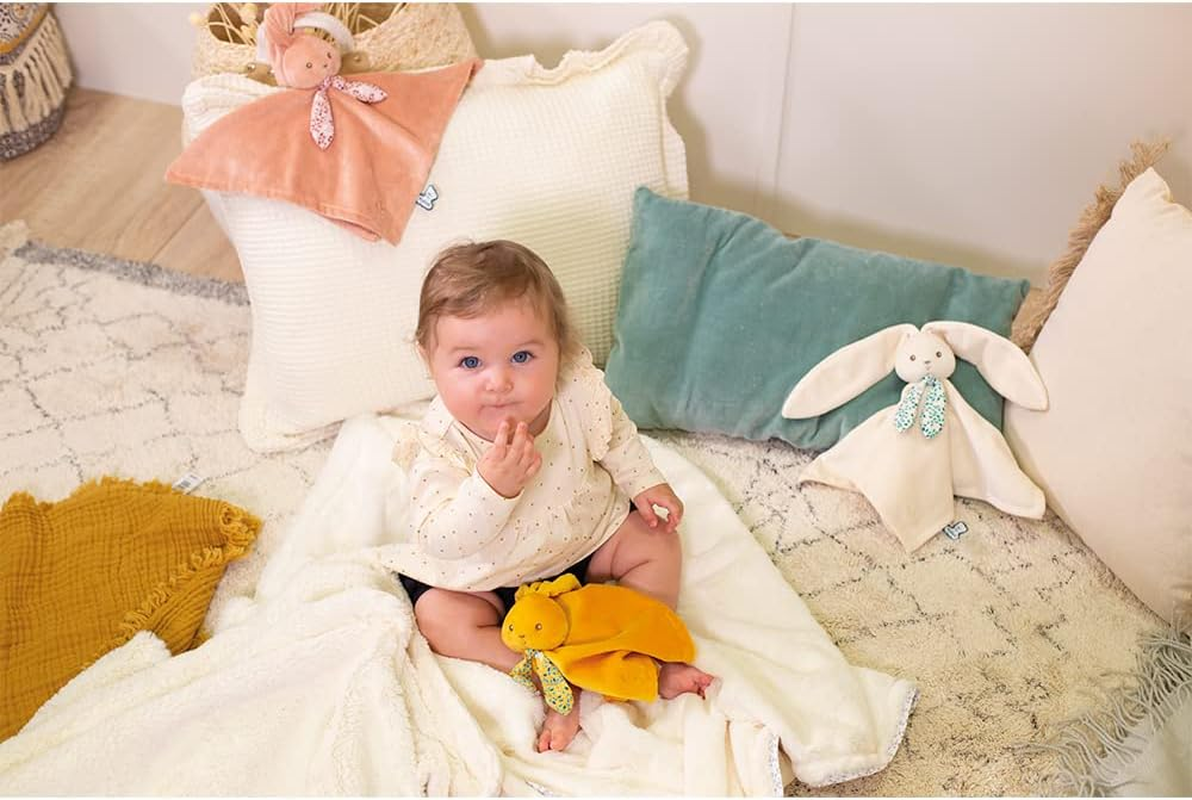 Kaloo - Lapinoo - Plush Rabbit - First Comforter - Cream - 30 X 30 Cm - Super Soft Material Mix Cotton & Cord - Gift Box - from Birth, K972206 - Blue image number 7