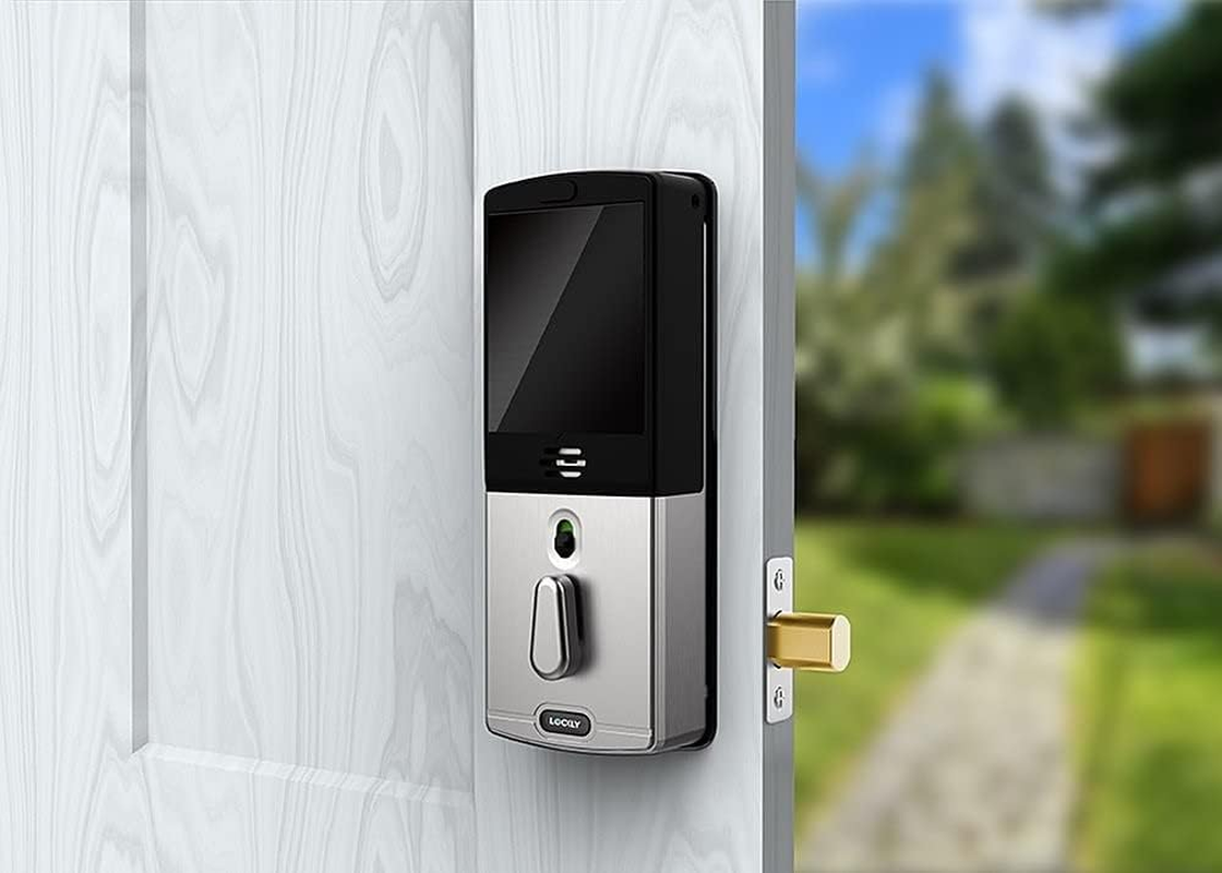 Lockly Smart Lock. Wifi Video Smart Lock, Keyless Entry Fingerprint Access. Vision Elite Deadbolt Digital Front Door Lock Satin Nickle image number 1