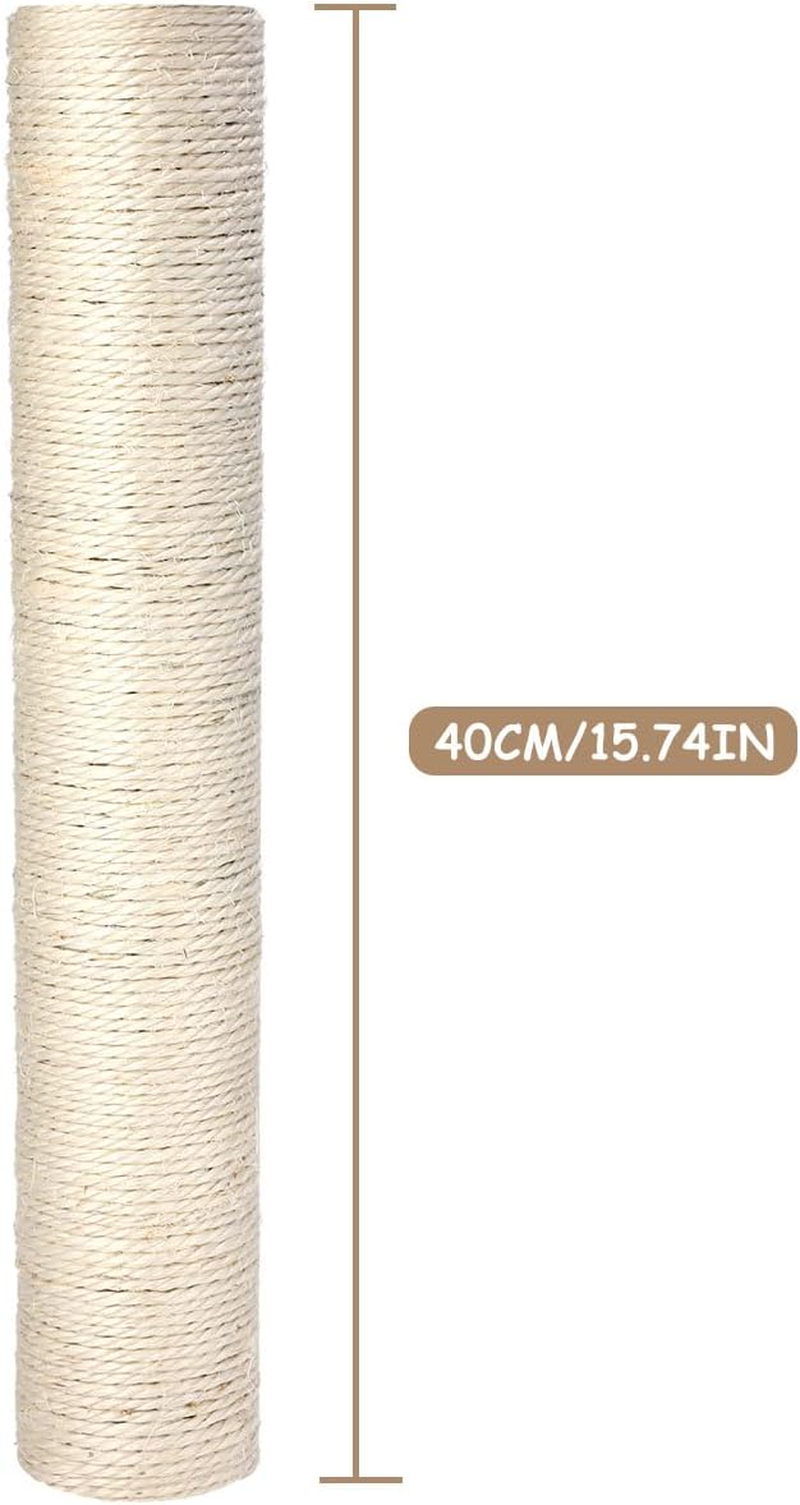 Pinkgarden Natural Sisal Replacement Scratching Post, 15.7'' 2 Pieces M8 Cat Scratch Post Refill Pole Parts for Refurbishment, White, Include Screws image number 3