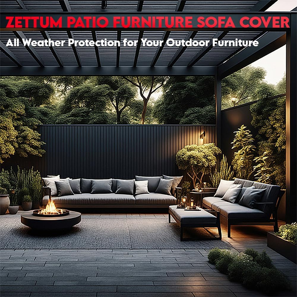 Zettum Patio Loveseat Cover - 600D Outdoor Loveseat Cover 2-Seater Sofa Cover Waterproof & Heavy Duty, Lawn Bench Furniture Covers for Outdoor Seating - 210 X 113 X 88 CM image number 6