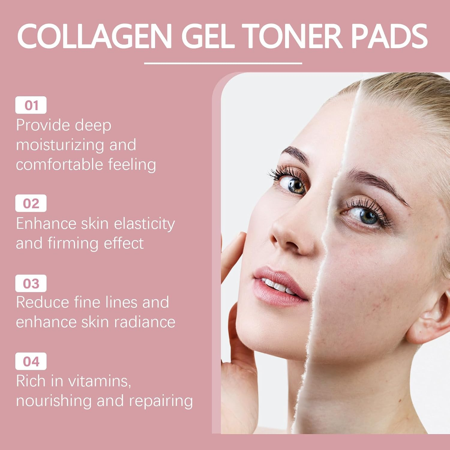 Collagen Gel Toner Pads, 60 Pieces, Reduce Fine Lines and Enhance Skin Radiance，Enhance Skin Elasticity and Firming Effect image number 5
