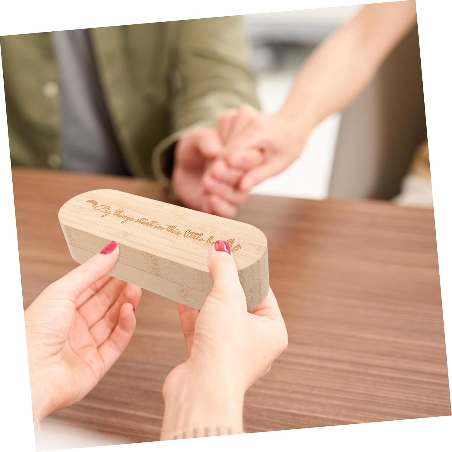 Didiseaon Wooden Pregnancy Test Box Reveal Surprise Keepsake for Grandparents Announcement Present Box Pregnancy Test Holder image number 4