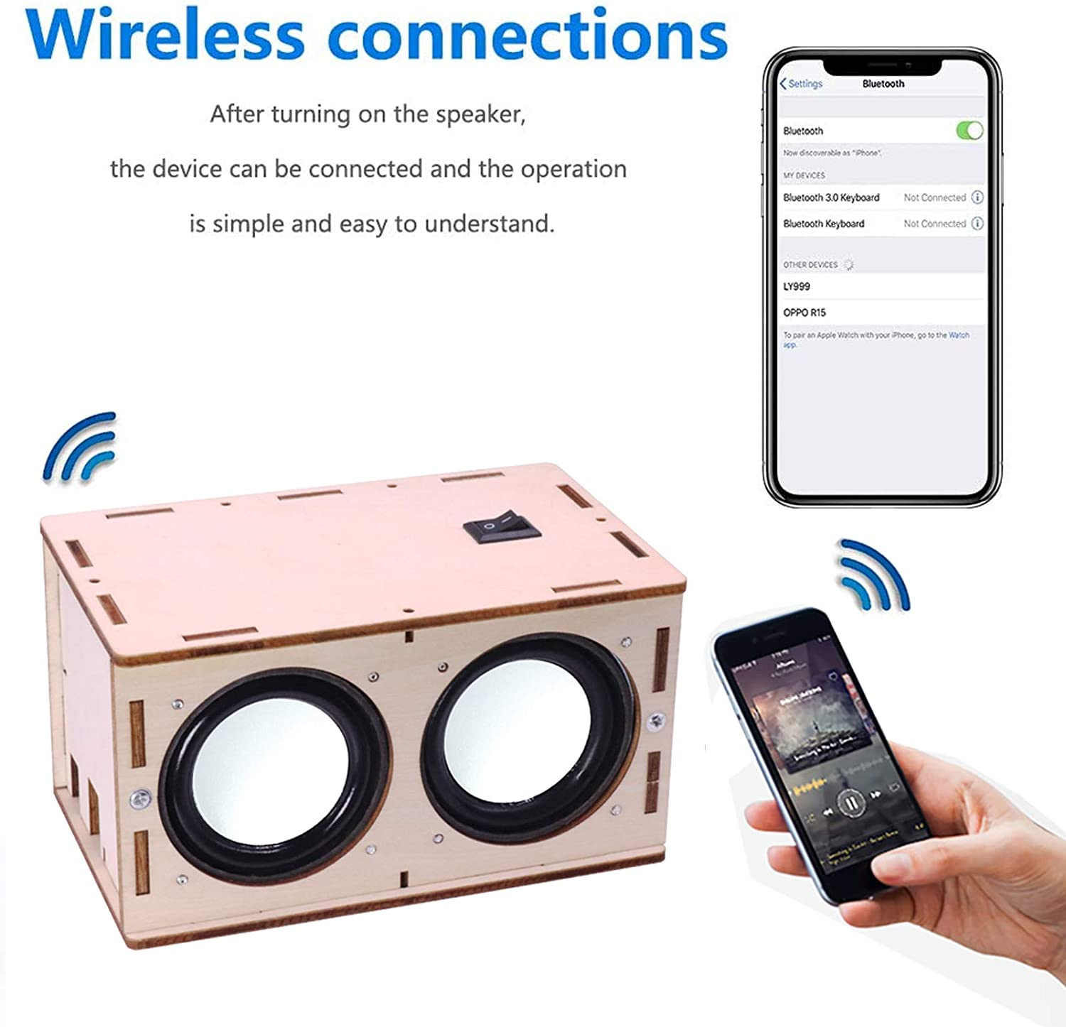 DIY Bluetooth Speaker Box Kit Electronic Sound Amplifier - Build Your Own Portable Wood Case Bluetooth Speaker with Sound - Science Experiment and STEM Learning for Kids, Teens and Adults