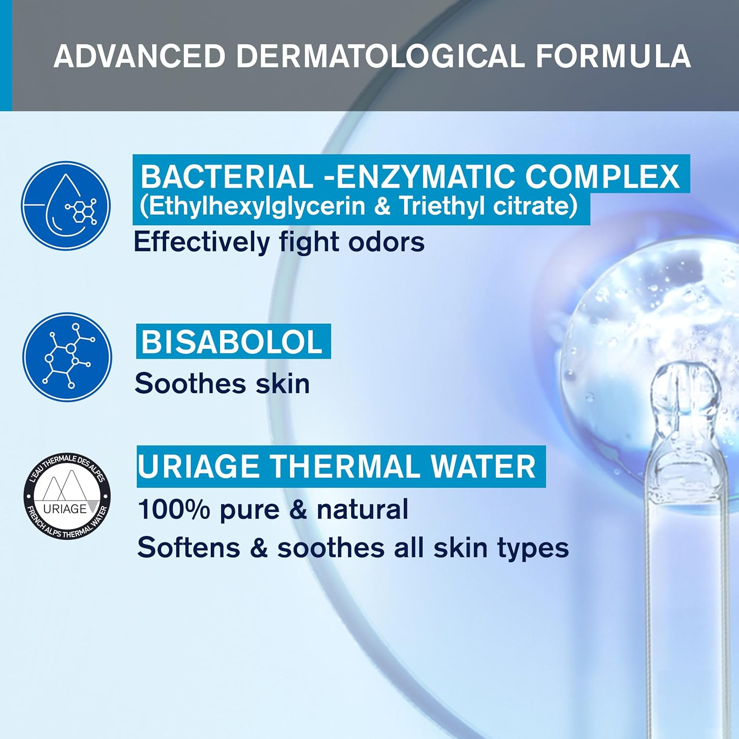 Uriage Gentle Roll-On Deodorant for Sensitive Skin - Odour Protection for 24 Hours - Ultra Fresh Fragrance - Unisex - Wide Roll-On, No White Stains - No Alcohol, No Aluminium Salt - 50 Ml image number 2