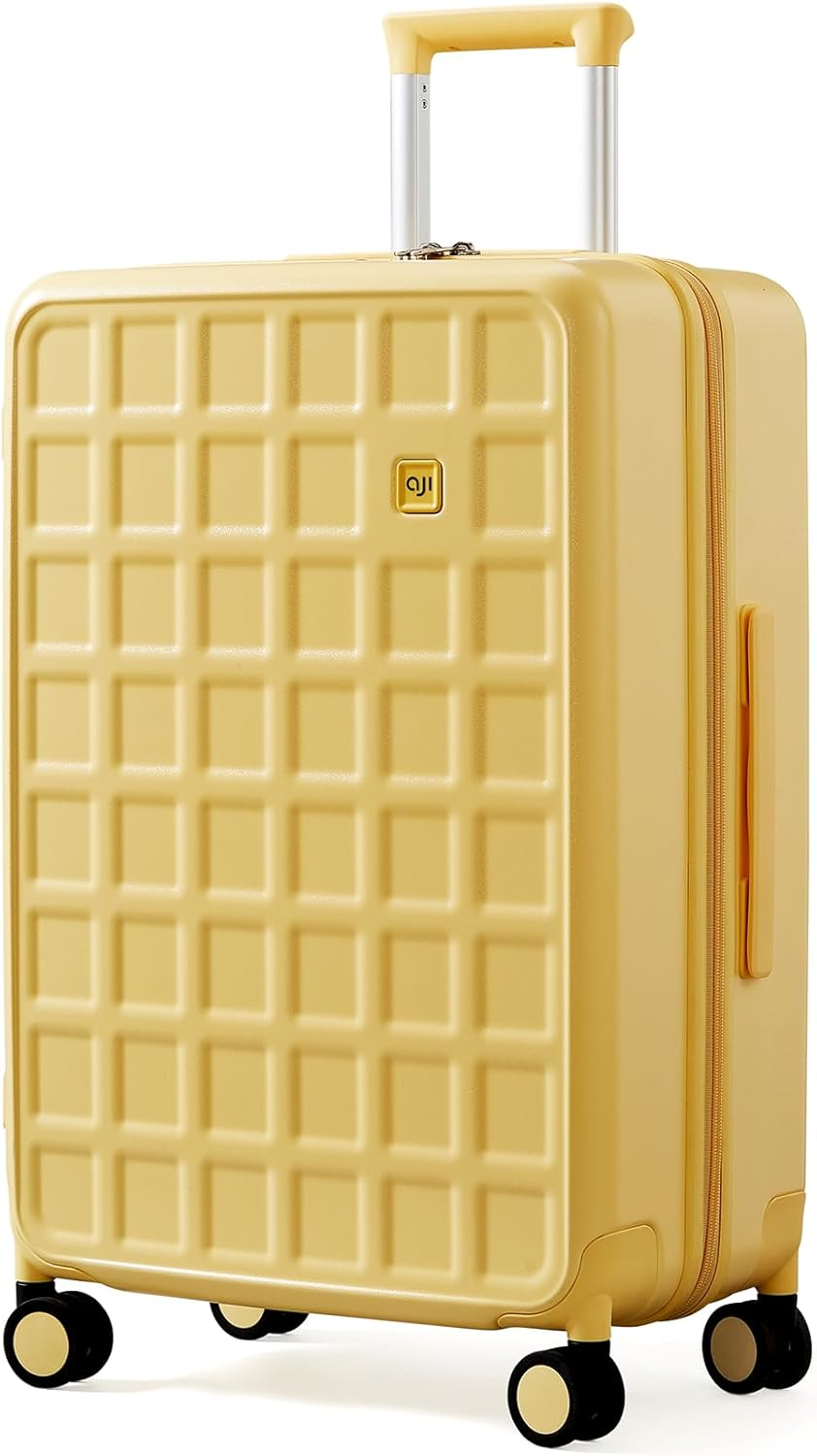 AJI Carry on Luggage 22X14X9 Airline Approved with 8 Spinner Wheels, 20 Inch Lightweight Luggage, 100% PC Hard Shell Travel Luggage Suitcases for Men Women (Chocolate Brown)