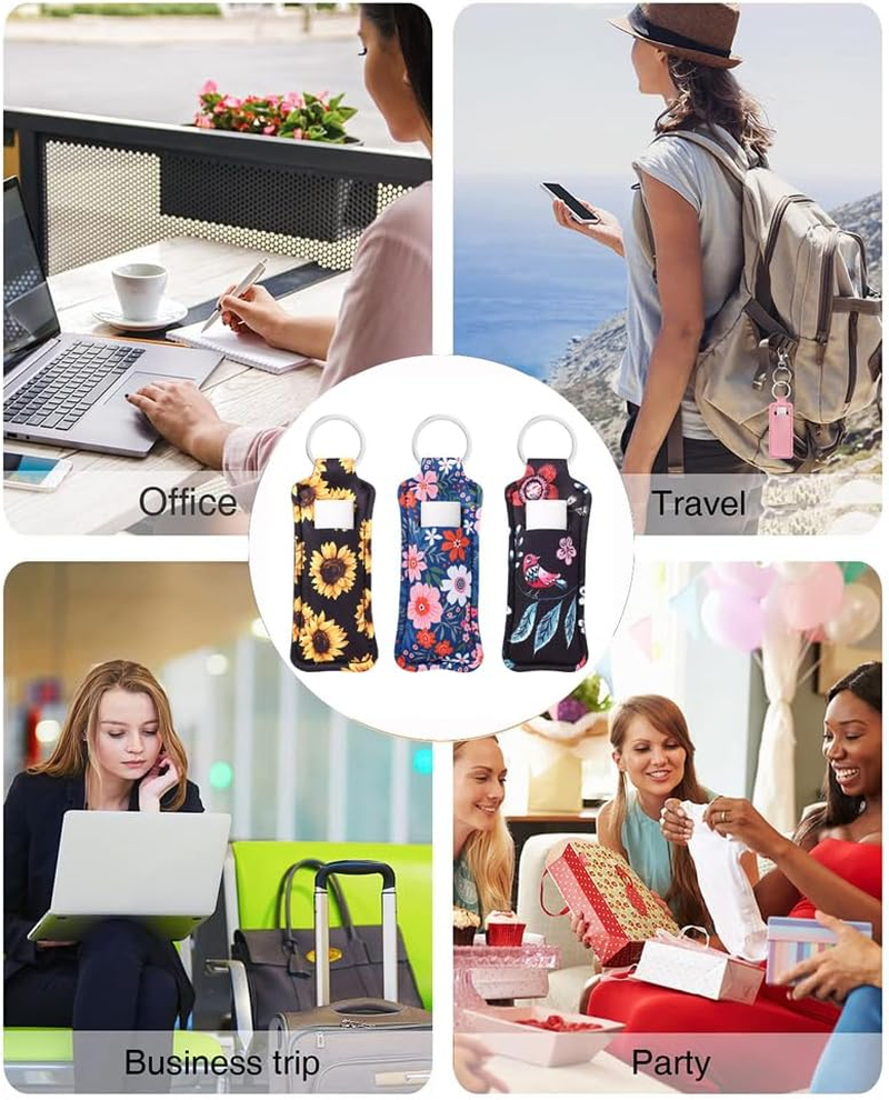 COOKOOKY Chapstick Holder Keychain Cute Lip Balm Keychain Holder with Clip, Sunflower, Large - Marble image number 2