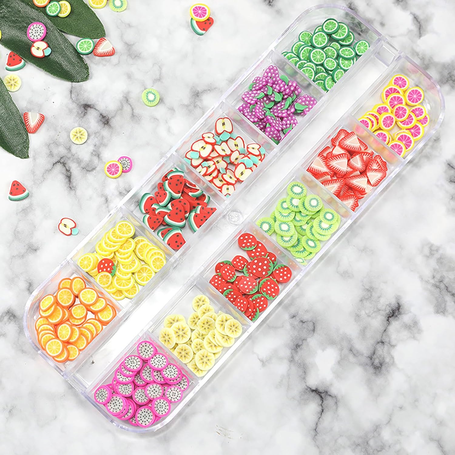 2 Boxes 3D Fruit Slices Nail Art Slices Polymer Clay Fruit Slime Charms Lip Gloss Making Supplies Nail Art Decorations image number 3