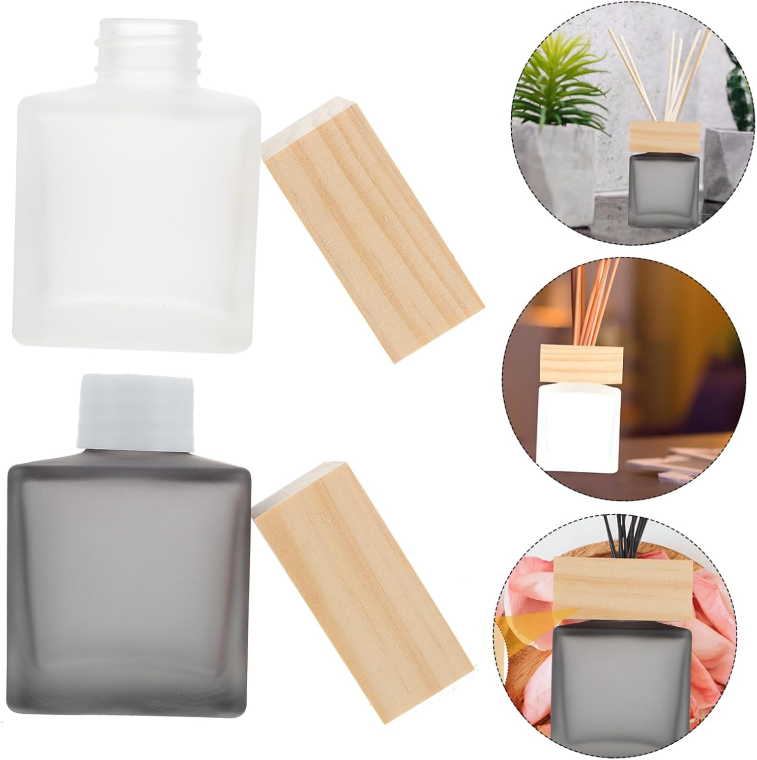 Amosfun Empty Aromatherapy Bottle Perfume Bottle 100Ml Square Glass Refillable Fragrance Diffuser Essential Oil Container for Home Decoration and Relaxation 2Pcs Set