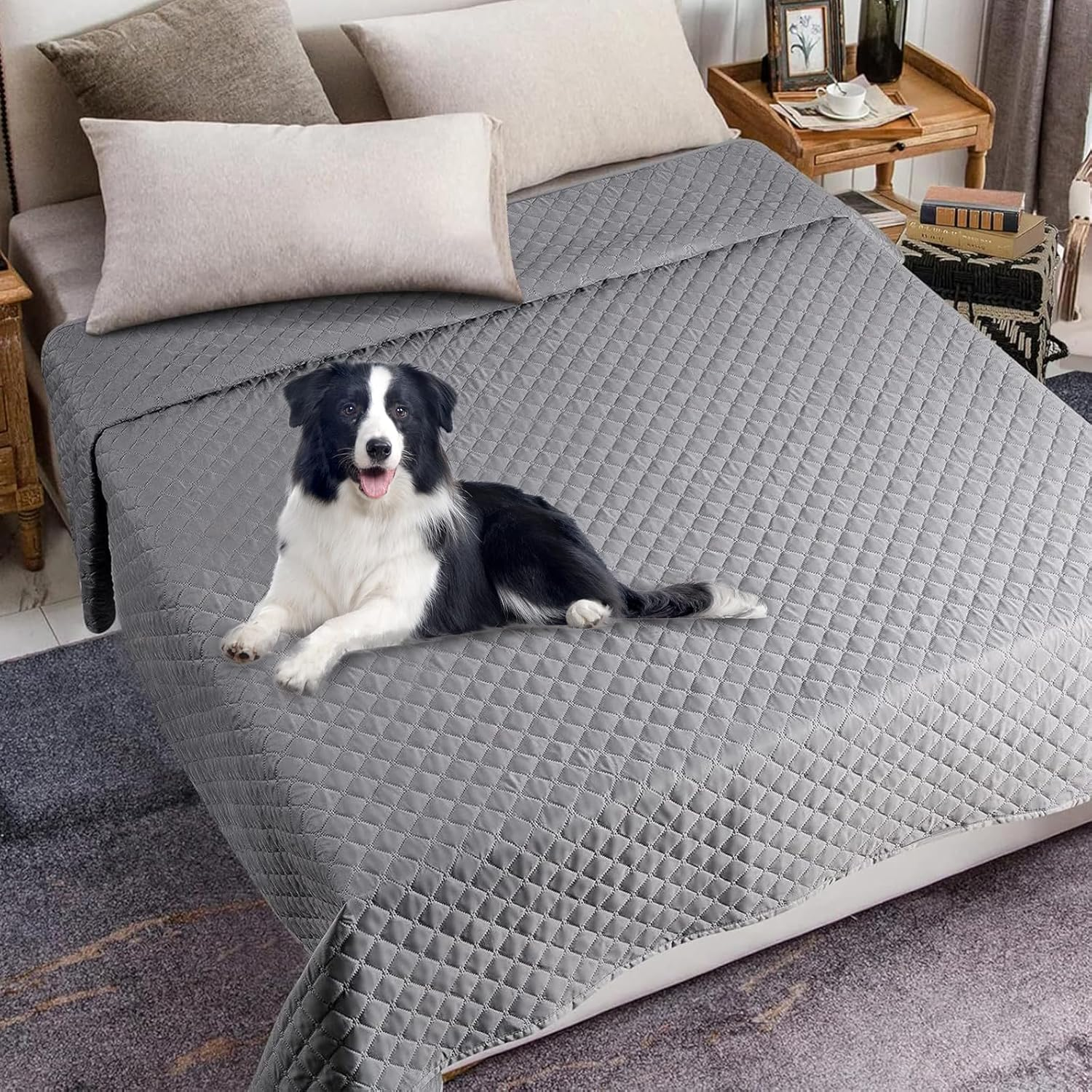 Waterproof Dog Blanket, Non-Slip Dog Blankets, Dog Mat for Large and Small Dogs, Machine Washable Pet Blanket Cover and Protection for Sofa, Bed, Car Seat (Dark Grey, 137 Cm X 208 Cm) image number 4