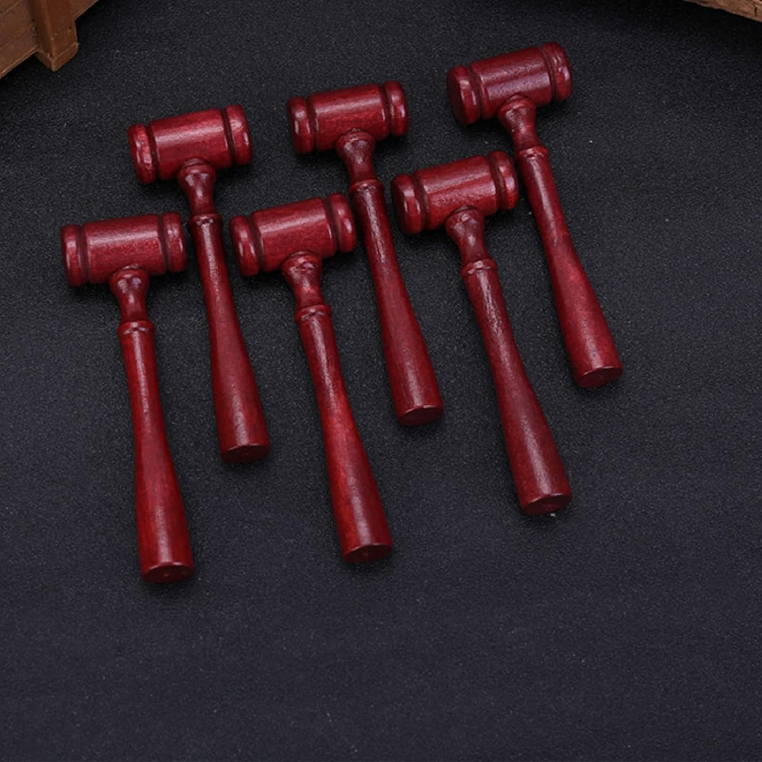 24 Pieces Judge Gavel Prop Mini Wooden Hammers Mallets Justice Costume Accessories for Auction Sale Courtroom Party Favors (Dark Red)