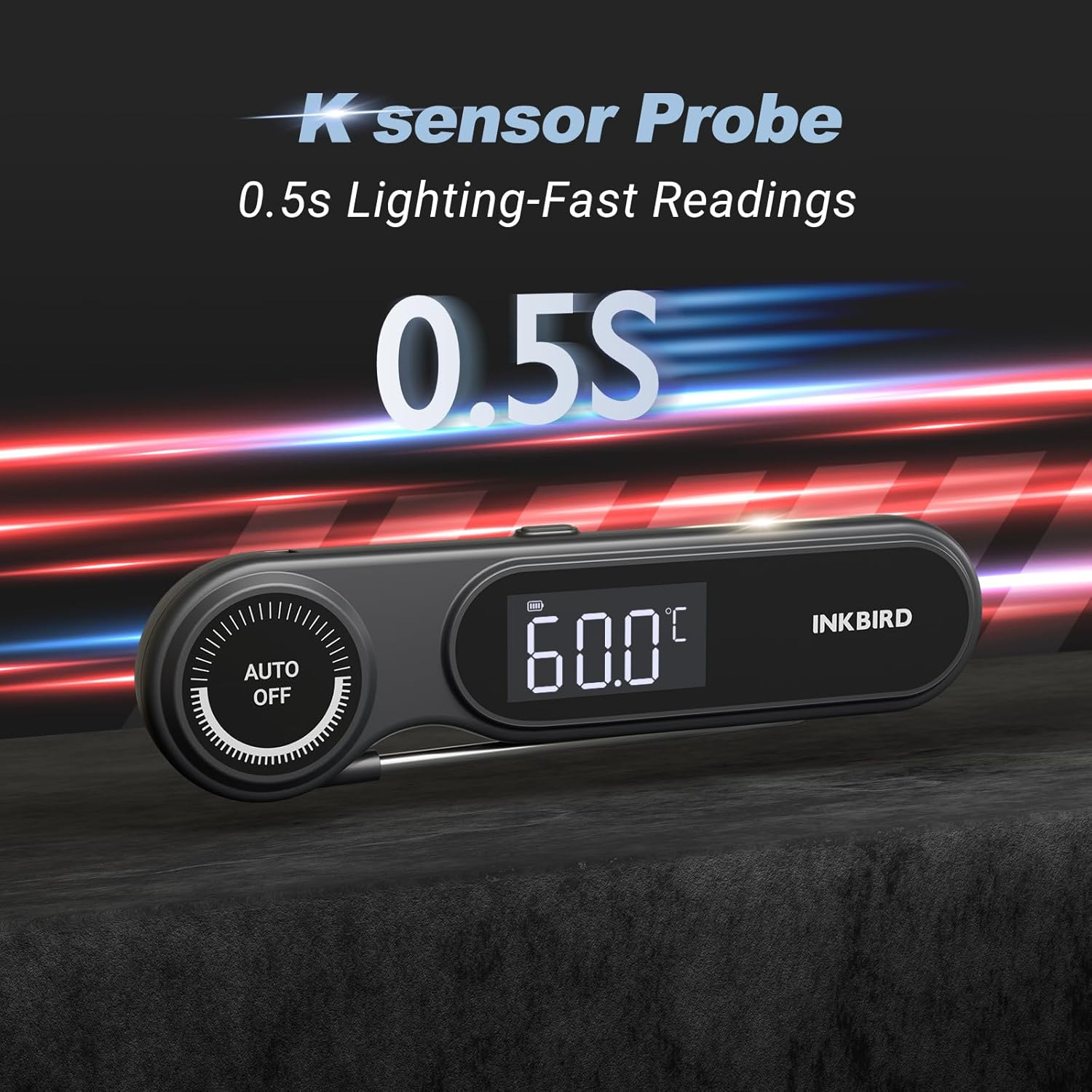 INKBIRD Instant Read Meat Thermometer IHT-21K, 0.5 Sec Fast Reading, Super Accurate Detection, IP65 Waterproof, Handy Food Thermometer for Indoor Outdoor Cooking, BBQ, Baking, Deep Frying, Home Brew image number 4