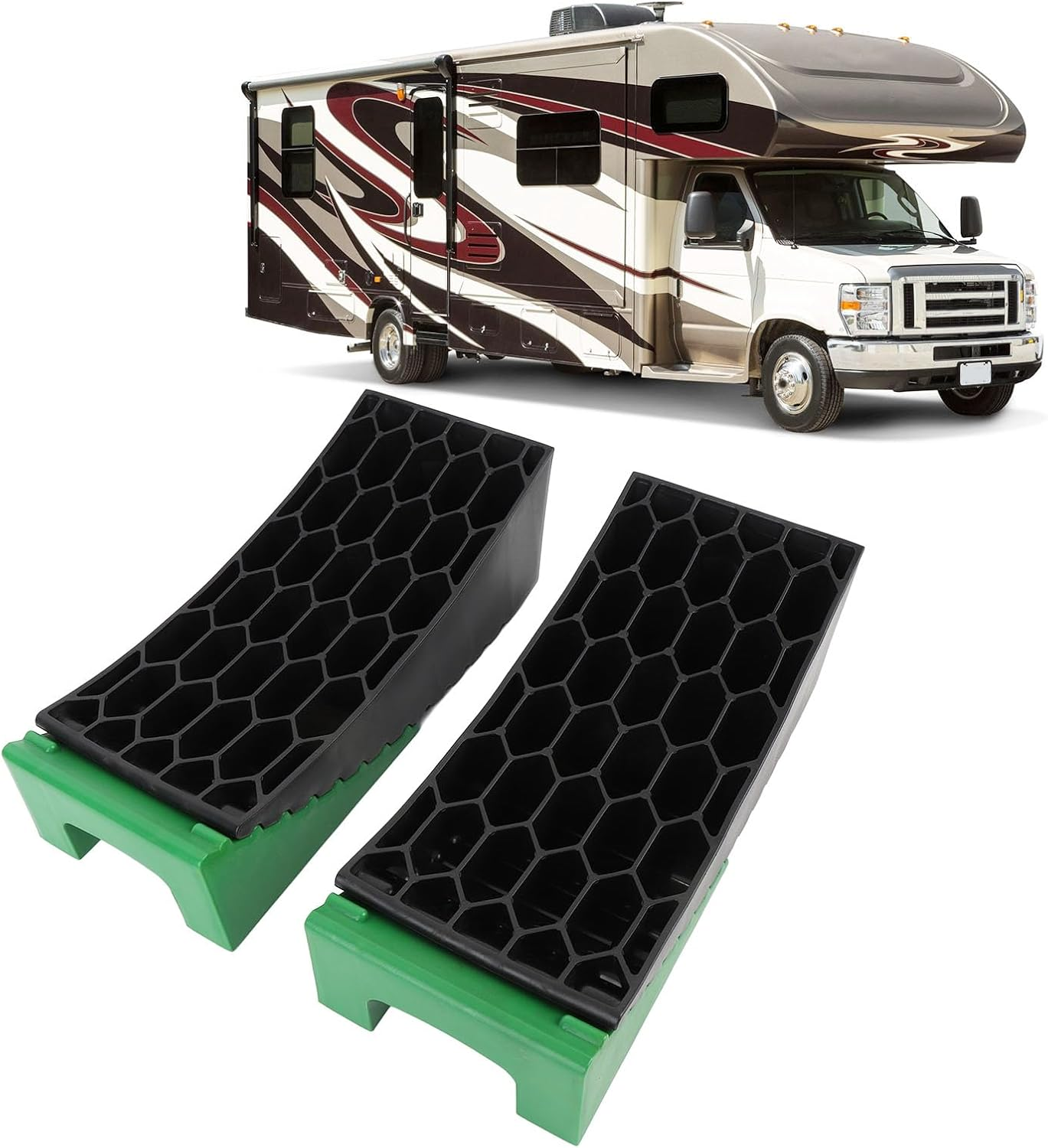 Campers Leveler Kit, Curved RV Levelers with anti Slip Pads for Dual Axle Trailers, Faster RV Leveling System than RV Leveling Blocks RV Accessories for Travel Trailers image number 5