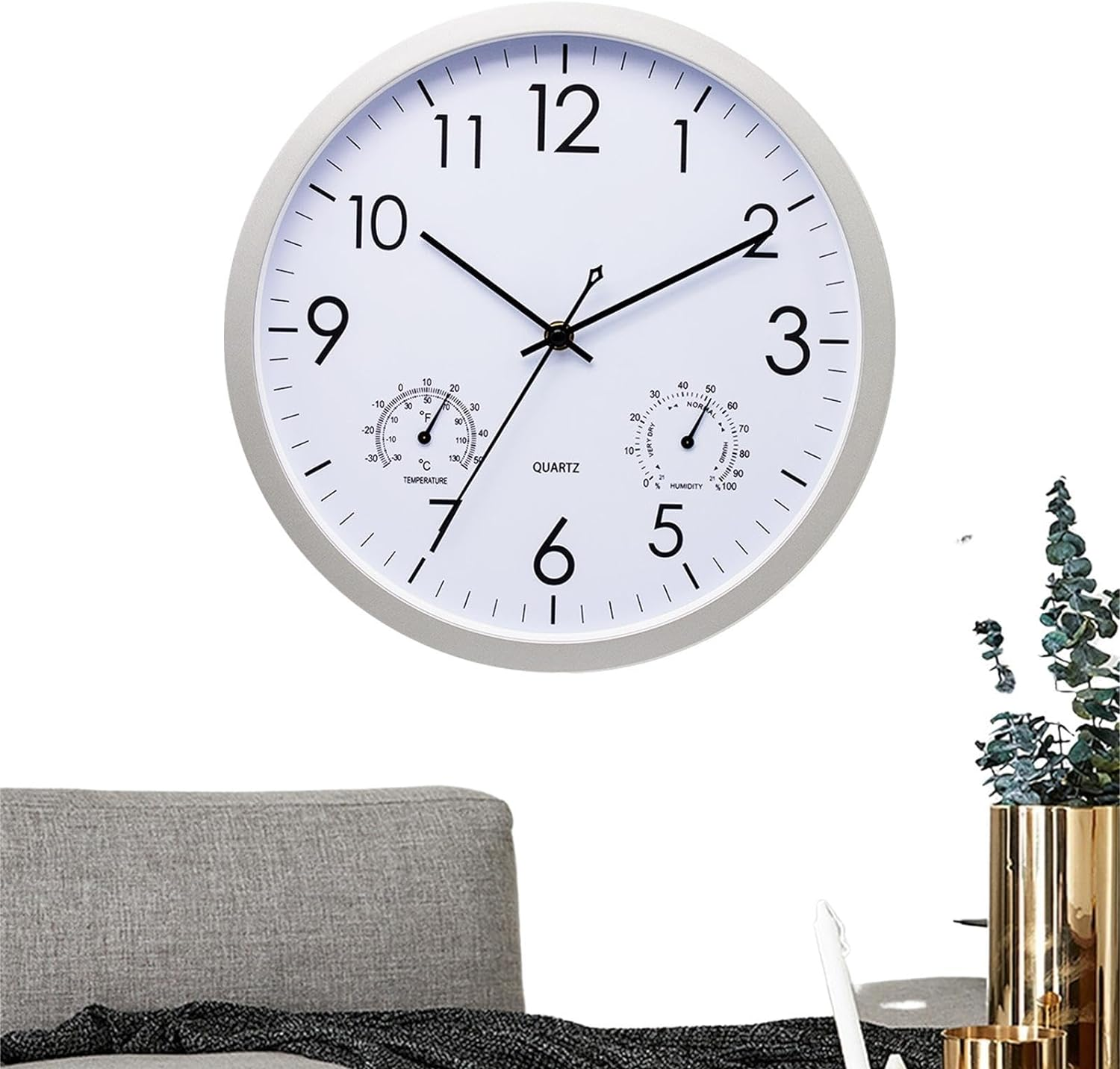 Waterproof Wall Clock, Bathroom Modern Clocks with Temperature and Humidity | Garden Clock Outdoor Weather Station, Elegant Patio Clocks for Bathroom, Toilet, Garden