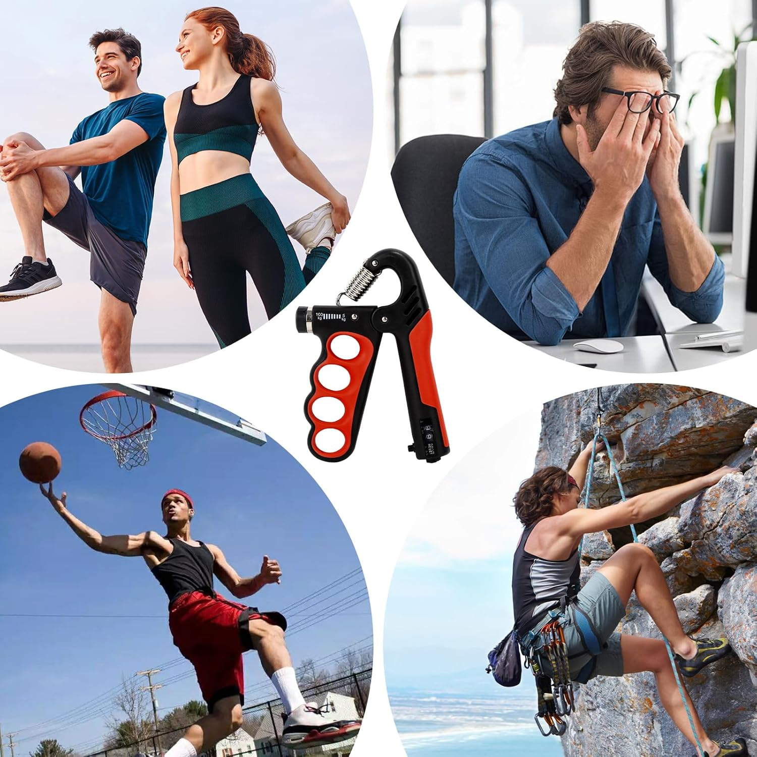 2 Pcs Grip Strength Trainer, 11-220Lbs Hand Grip Strengthener with Adjustable Resistance, Portable Forearm Strengthener Workout Kit, Injury Recovery and Muscle Training - Yellow image number 3