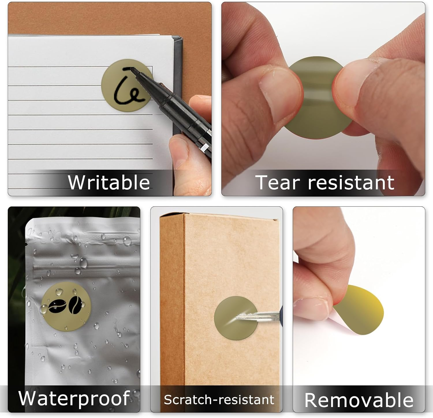 Gold Dot Stickers 1 Inch Vinyl Self-Adhesive Colored Circle Labels Removable Waterproof Coding Decals round Tag for Boxes Coloring Organizing Marking 700PCS - Brown image number 5