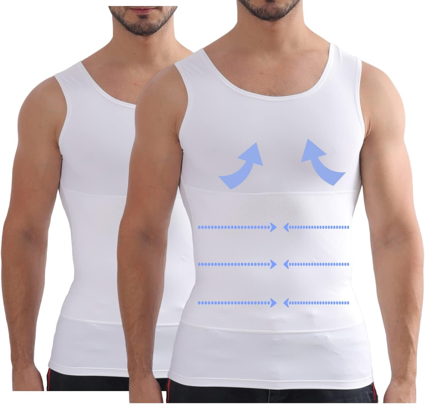 Men Slimming Tummy Control Chest Compression Hide Gynecomastia Undershirt Shapewear