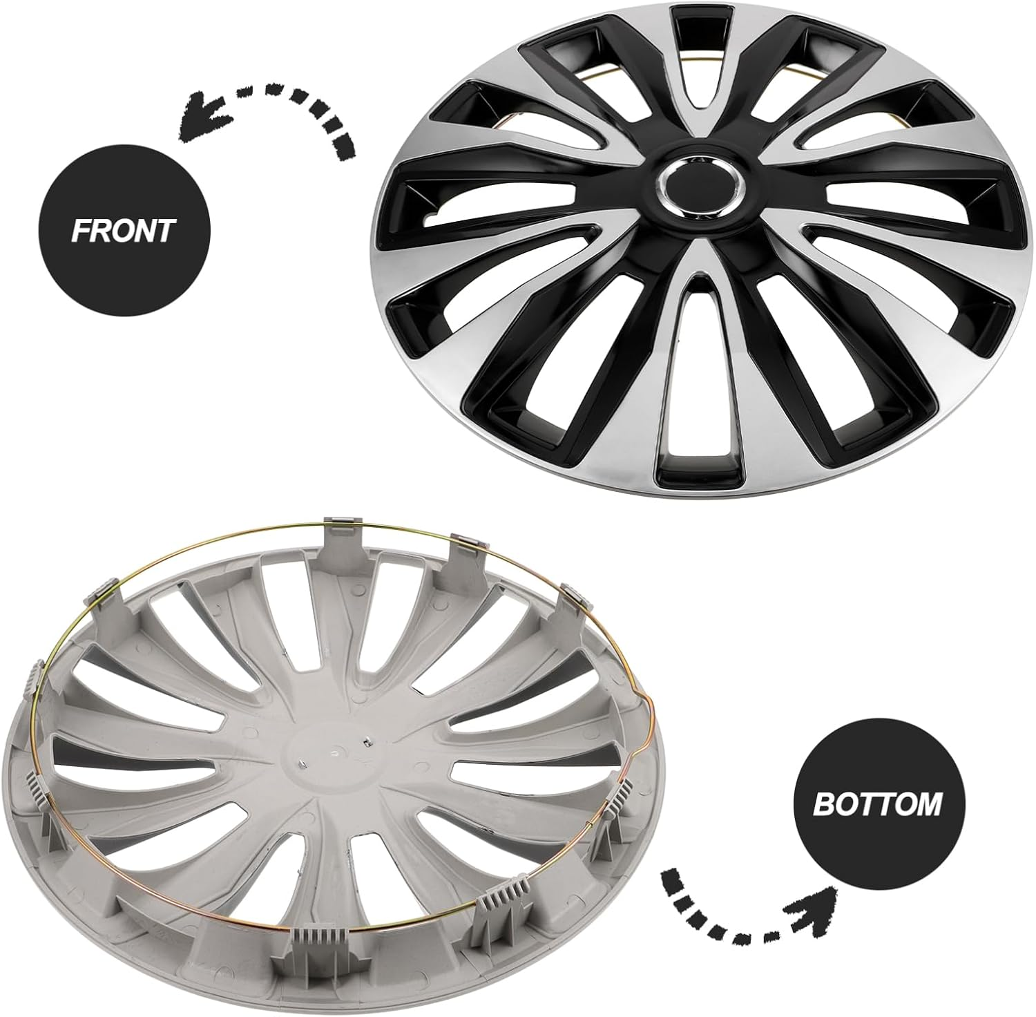 GANAZONO Hubcap Wheel Cover Snap Clip Decorative Car Rim Replacement for Vehicle Hubcaps Automotive Wheel Tire Cover image number 5