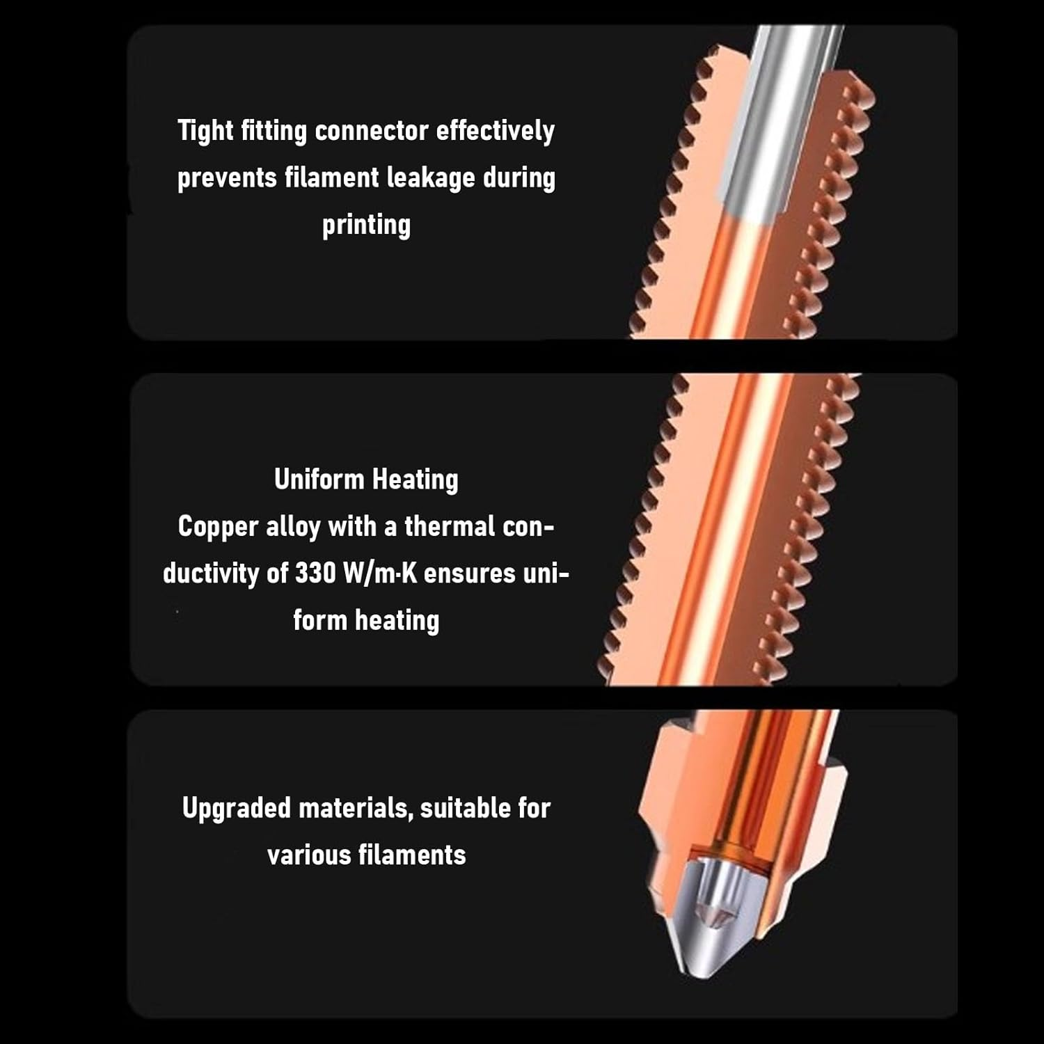 2 Pcs Quick Swap Nozzle, Ti Alloy Heat Break Hardened Steel Crzrcu All Metal Integrated Nozzle Compatible with K2 plus 3D Printer (0.2Mm) image number 5