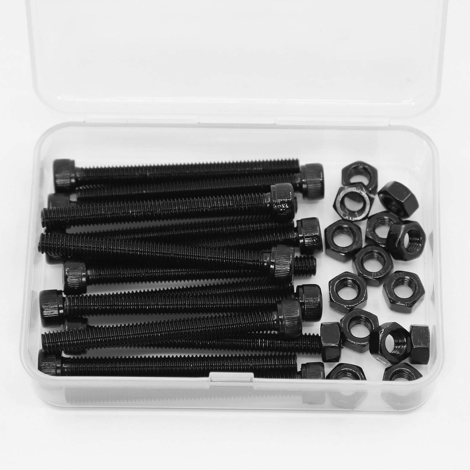 (15 Sets) M6 X 60Mm Bolts and Nuts Set Socket Head Cap Screws 12.9 Grade Alloy Steel Black Full Thread image number 1