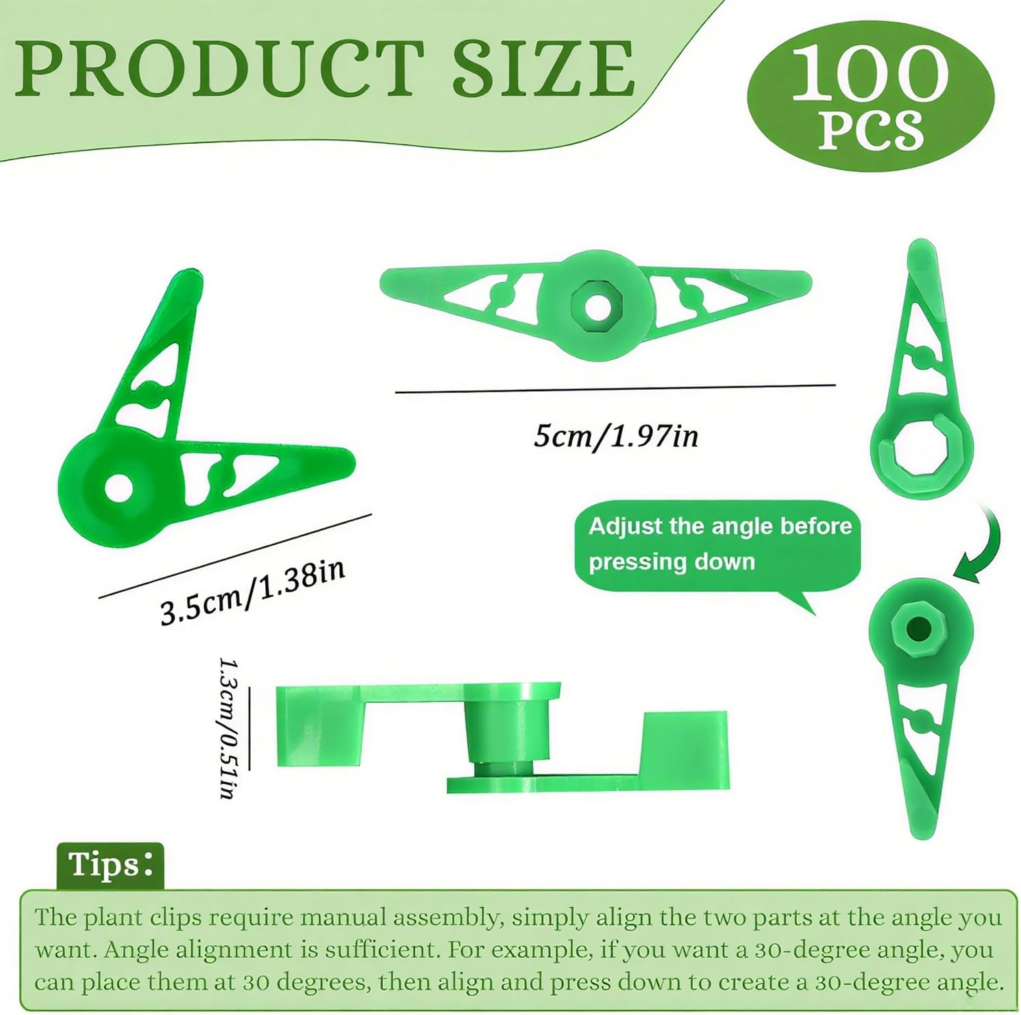 Xinghonyac 100 Pcs 360 Degree Adjustable Plant Clips, Plant Branches Bender Stem Trainer Clips, Plant Low Stress Training Clips for Branches and Vines, Garden Plants Support Tools image number 4