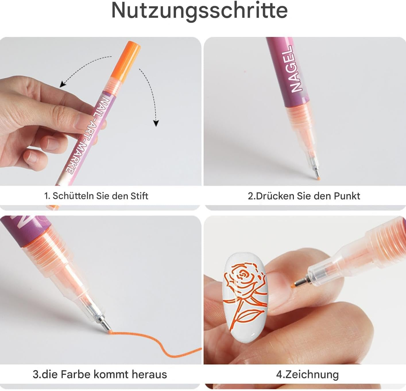 Art Nail Pen with 12 Colours, Pen Set, Quick-Drying, Smooth Graffiti Dotting Pen, Manicure Tools for Nails, Drawing, Painting, Liner, Brush, Professionals, Beginners, Women image number 4