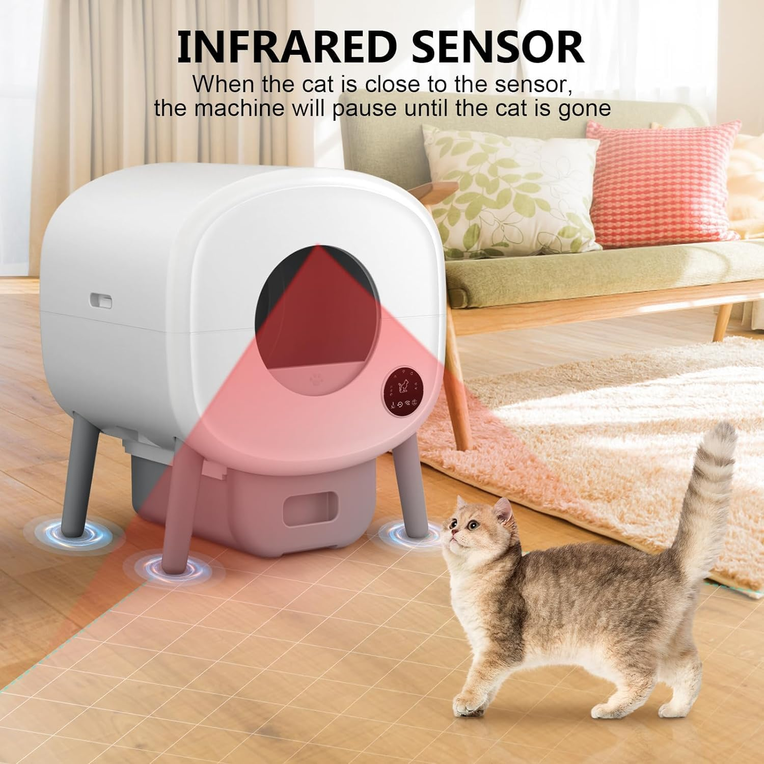 MINYII Self Cleaning Cat Litter Box with Mat & Baffle Plate, 76L+13L Large Capacity, Smart Automatic Cat Litter Box for Multiple Cats, APP Control/Low Noise/Safety Protection image number 1