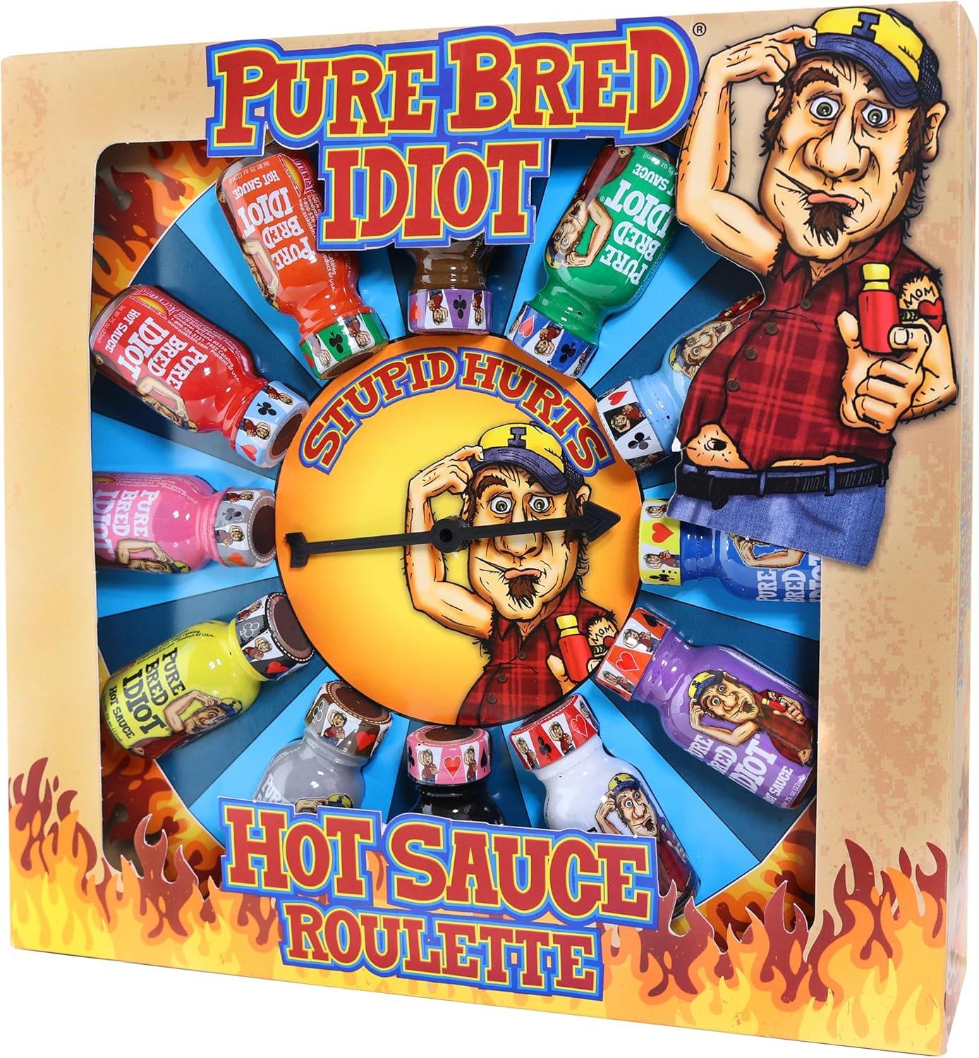 Pure Bred Idiot - Hot Sauce Roulette Game - 12-0.75 Ounce Bottles Hot Sauce Gift Set - Perfect Premium Gourmet Gag Gifts for Men - Spicy Challenge Hot Sauce Sampler image number 2