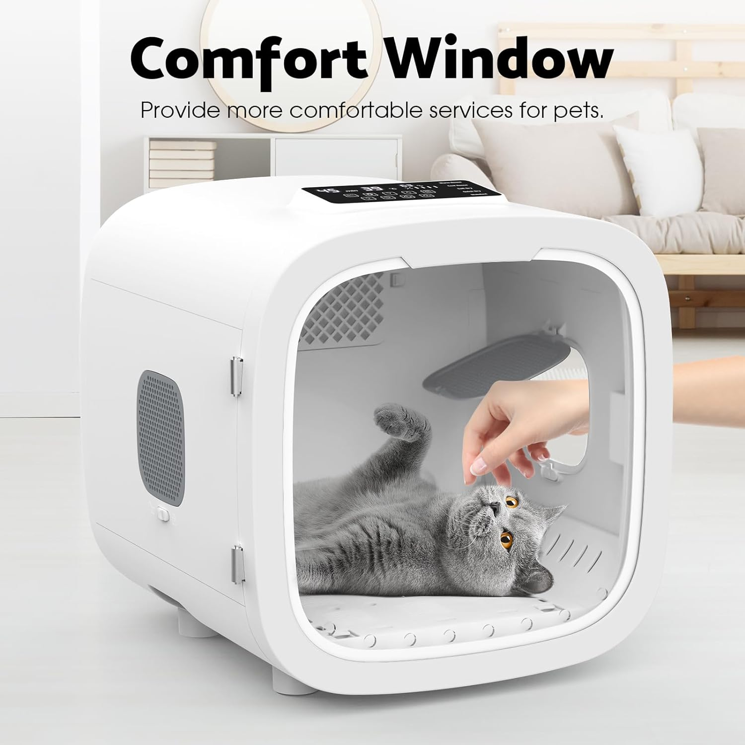 Advwin Automatic Pet Dryer Box for Pet Grooming, Ultra Quiet Fast Hair Dryer 52L Capacity for Cats and Small Dogs, 360&deg; Drying and Touch Panel, Smart Temperature Control image number 5