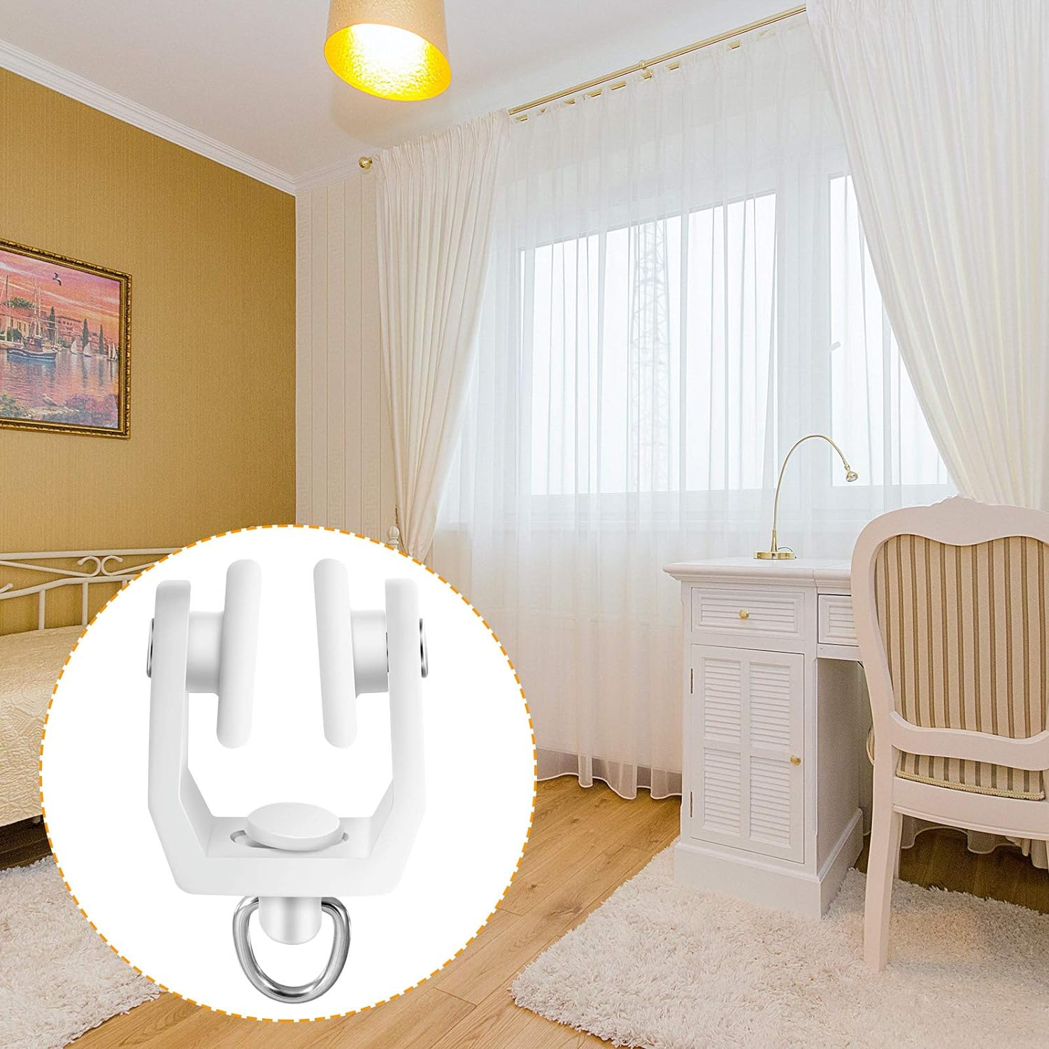 Curtain Track Rollers Ceiling Curtain Track Hooks Flexible Bendable Clips 11 Mm White Plastic Drapery Rail Gliders with Hooks for Shower Curtain Window Tracks(200 Pieces) image number 4