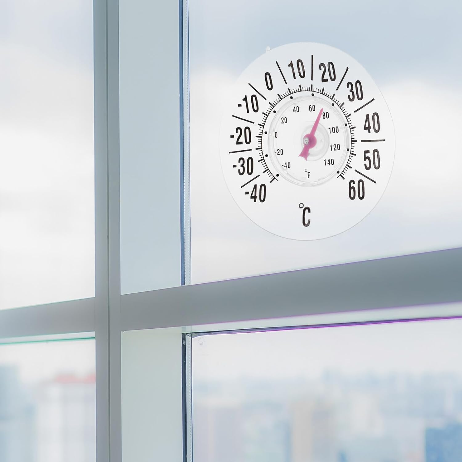 High Precision Analog Window Thermometer with Strong Suction Cup for Indoor and Outdoor Use Portable Temperature Gauge for Rooms Saunas Nurseries and Smooth Surfaces image number 4