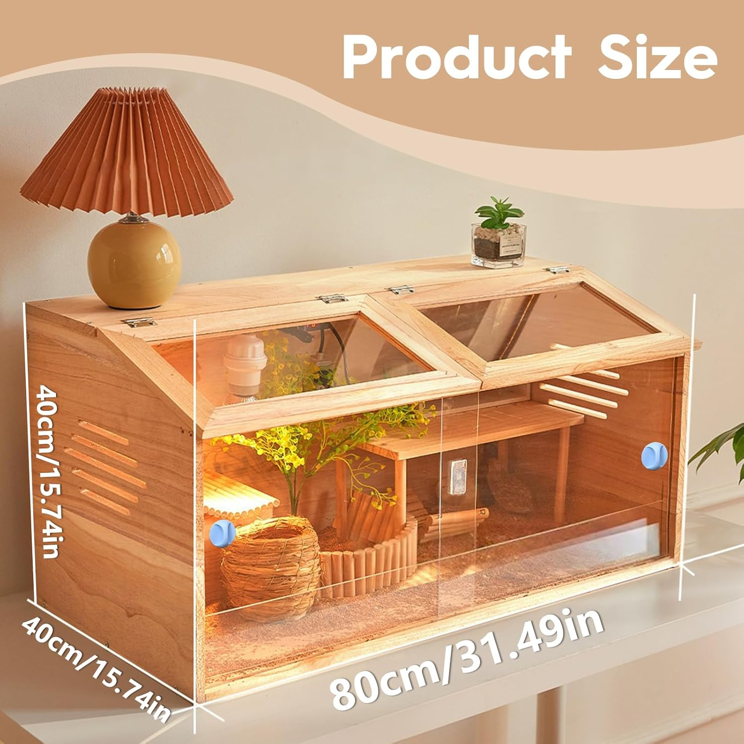 Chicken Brooder Box Kit,Wooden Brooder Box with 2 Openable Doors, Acrylic Panels, and Top Opening-Ideal for Chicks, Ducks, Quail,Hamsters and Small Animal (80Cm&times;40Cm&times;40Cm) image number 3
