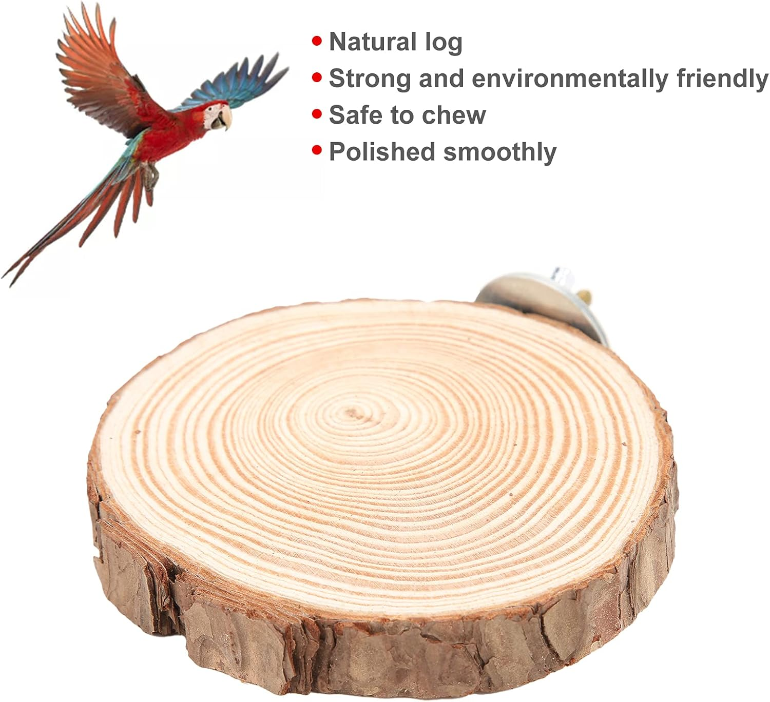 Log Wood round Platform Perch for Bird, round Wooden Stand Platform Bird Toy, Chew-Safe, Smooth, Easy to Clean, Corner Space Saving, Easy Installation, with Accessories and Odor Control (5-6) image number 6
