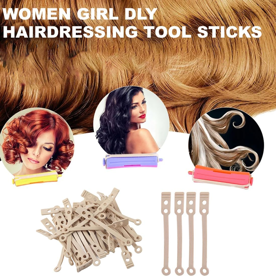 UEAVOID Pack of 50 Perm Winder Rubber Perm Rods Set Hairdressing Tool DIY for Women Girls, Appropriate Thickness, Good Hand Feel, Good Elasticity