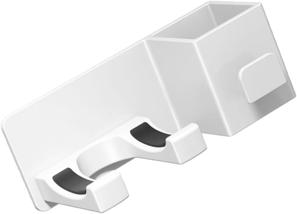 SHOWERORO Hair Dryer Wall Mount Holder with Storage Shelf, Adhesive No-Drill Bathroom Hair Tool Organizer Rack, White Space-Saving Blow Dryer Hook for Home Use image number 3