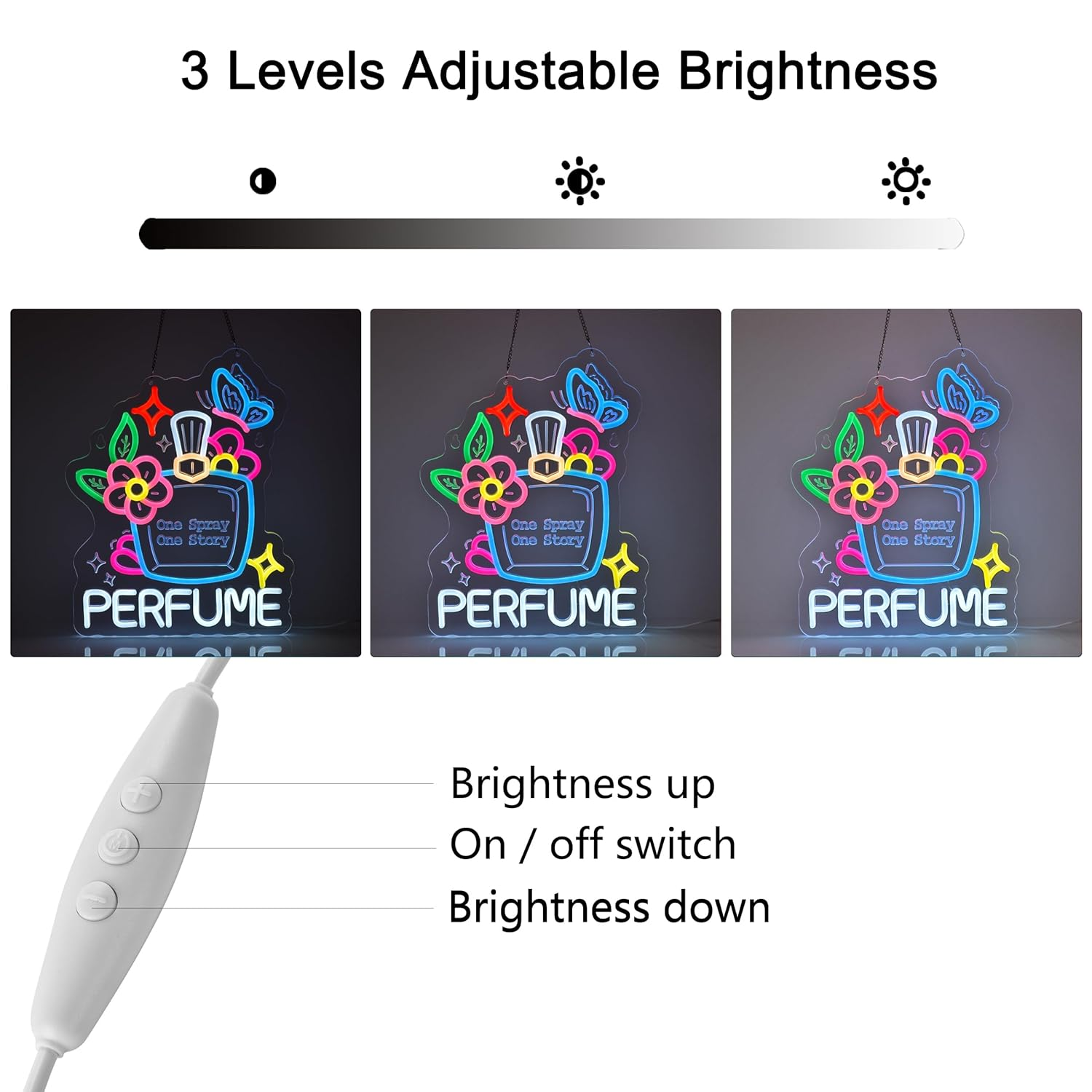 MOJOXR Perfume Neon Sign, Neon Lights Hanging Wall Art Decoration for Perfume Shop Scent Vintage Gift Store Dining Living Bedroom Home Decor, USB Powered Ultra Bright Dimmable, 15.75 * 12.2 Inches image number 1