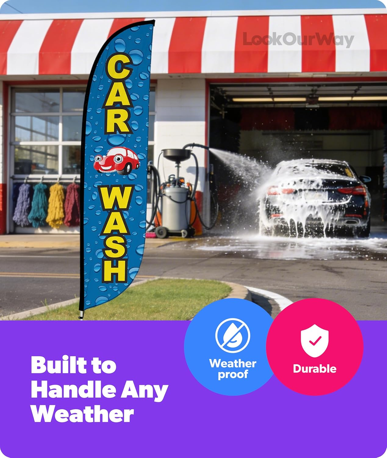 Lookourway Car Wash Feather Flag, 12-Feet image number 4