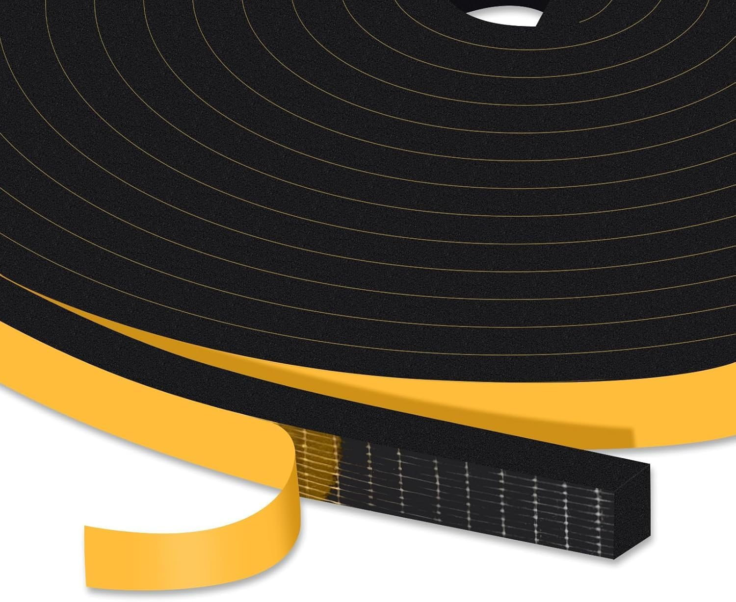 Foam Seal Tape 12Mm(W) X 1.5Mm(T), High Density Adhesive Foam Weather Strip Seal for Window and Door, 1 Rolls Total 10M, Black