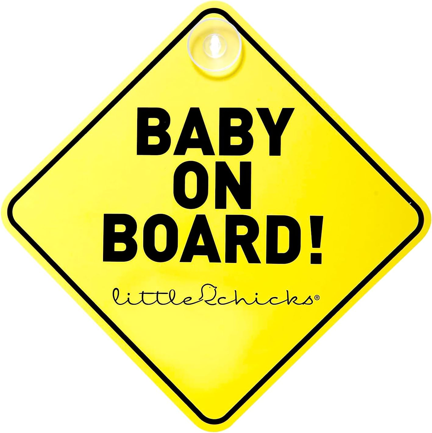 Little Chicks Baby on Board Car Sign Decal - Weather Resistant. Child Safety Awareness Warning Sticker with Suction Cups - Bright Yellow Color - Model CK094 image number 2