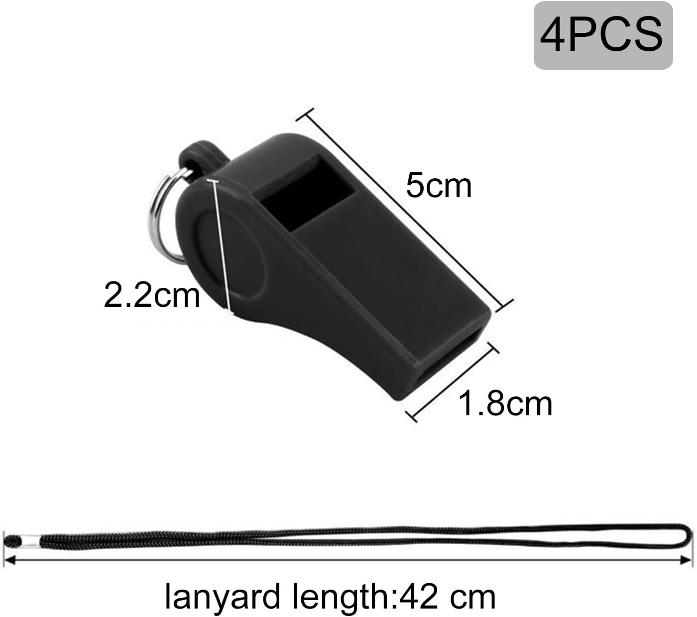 Neoreser Whistle, Pack of 4 Sports Whistles with Lanyard, Plastic Whistle, Trill Whistle, Football Whistle, Referee Whistle, Whistles for Coaches, Referees, Teachers, Emergency image number 2