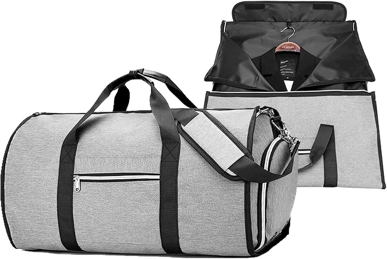 Garment Bag for Travel, Convertible Garment Duffel Bag with Shoes Compartment, 3 in 1 Waterproof Hanging Suitcase Suit Travel Bags Weekender Bag, Large Travel Duffel Bag for Men Women (Black)