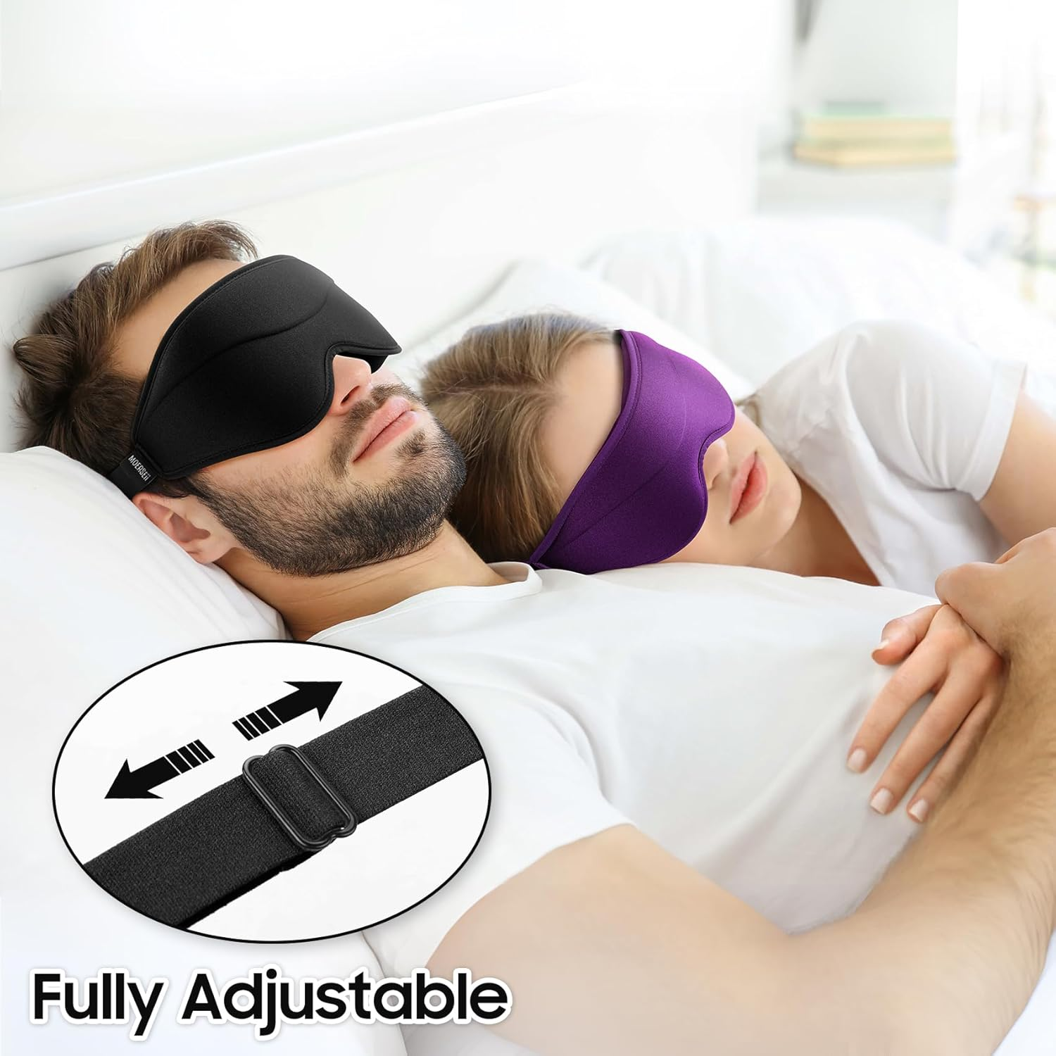 Sleep Mask - Total Blackout 3D Sleeping Mask, Super Lightweight & Silky Soft Eye Mask for Sleeping, Fully Adjustable Fit for Home, Office, Traveling, Meditation, Yoga, Black - Pink image number 6