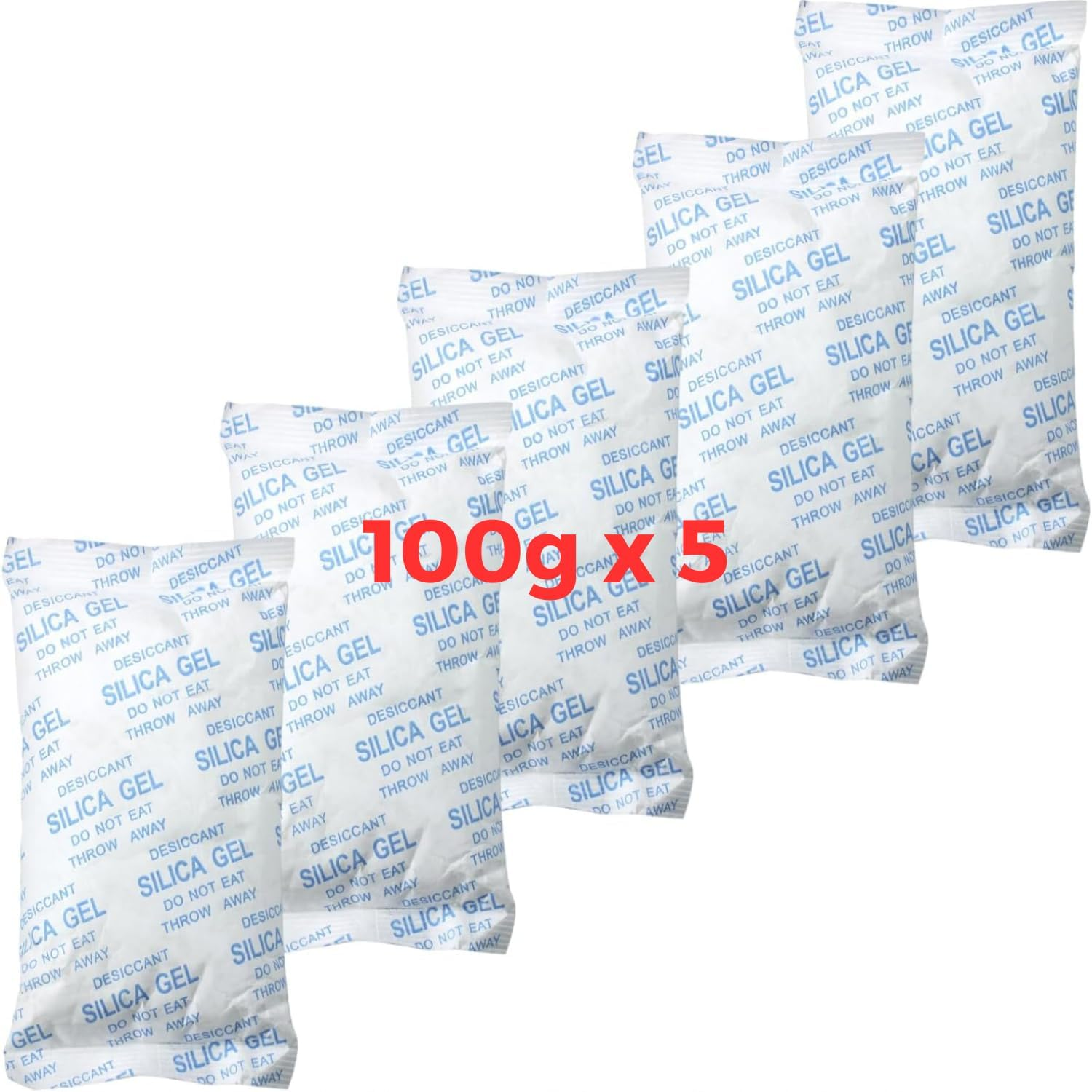 Desicco 100 Gram [5 Packets] Silica Gel Packets Desiccant Packs Dehumidifiers - Breathable Fabric Silica Packets, Silica Gel Packs, Silica Gel - Clothing, Musical Instruments & More. image number 3