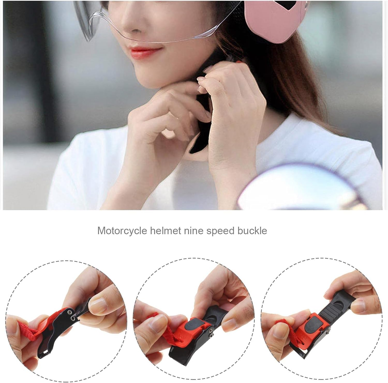 Emsea 3 X Motorcycle Plastic Helmet Quick Release Speed Clip Chin Strap Pull Buckle image number 5