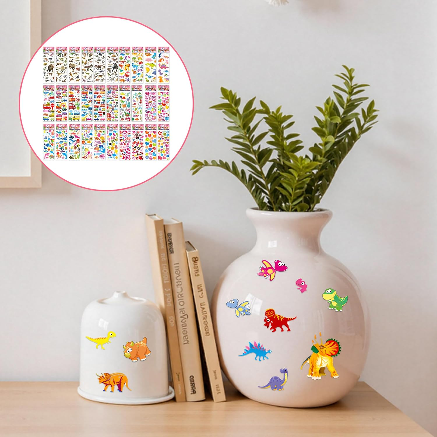 3D Puffy Stickers for Kids & Toddlers - 600+ Reusable, No Residue Peel off Stickers for Scrapbooks, Water Bottles & Laptops - Cute Sea Animal, Dinosaur, Car Stickers Bulk Pack image number 2