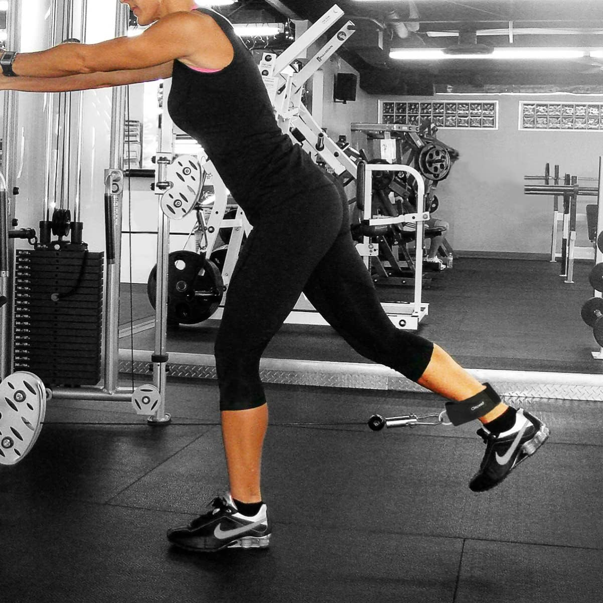 CLISPEED 2Pcs Fitness Thigh Straps Padded D-Ring Ankle Strap Leg Cuffs for Gym Cable Machines Thigh Straps Fits Men&Women image number 3