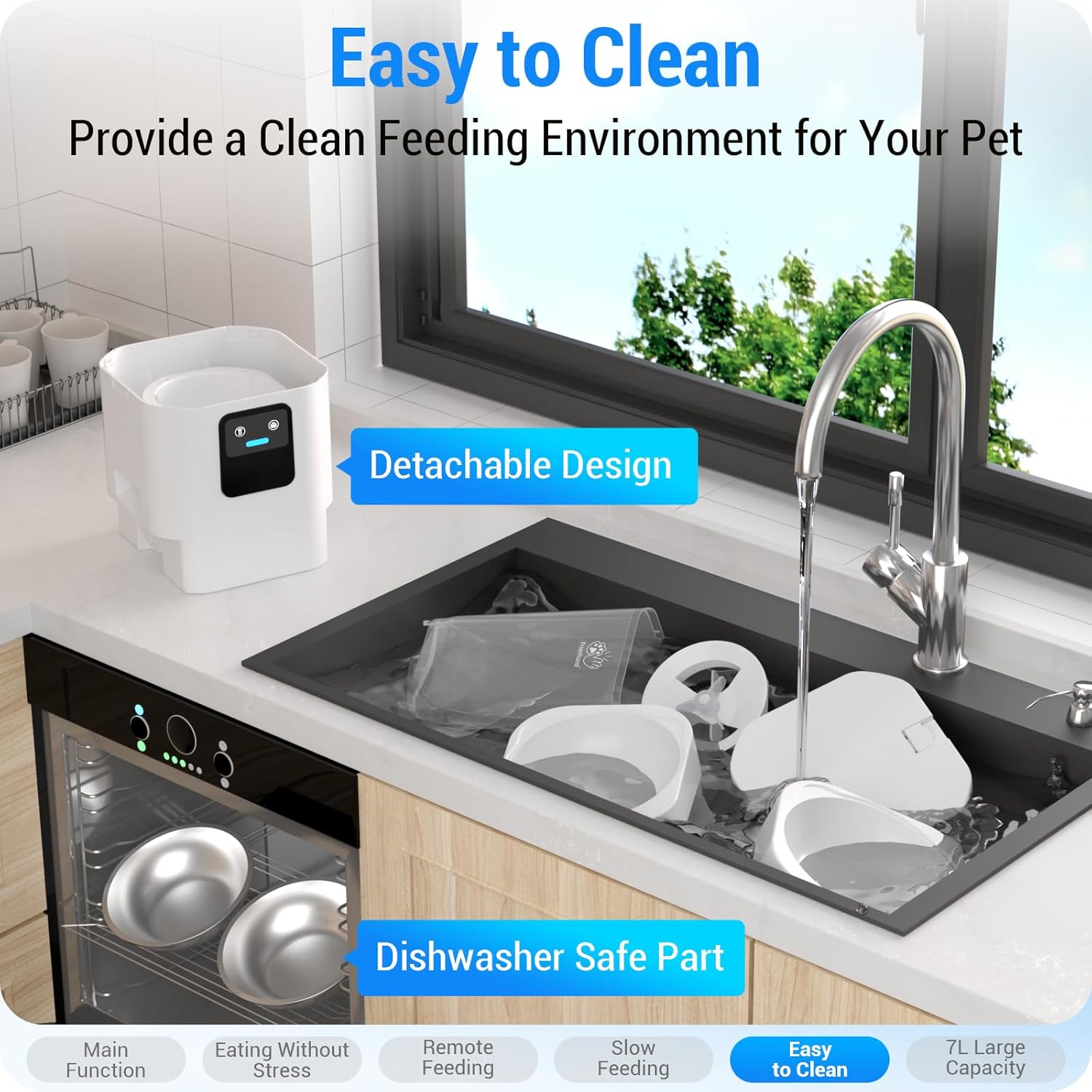 Automatic Cat Feeder with Slow Feed for 2 Cats: 5G Wifi Automatic Dog Feeder with 7L Large Cat Food Storage Container, Cat Food Dispenser with Alexa for Multiple Pets,Detachable for Easy Clean -29 Cup image number 2