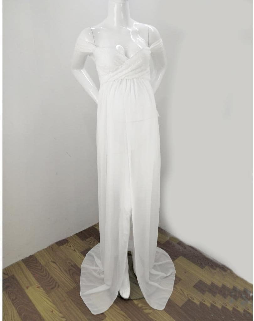 Elegant Off-Shoulder Maternity Dress for Special Occasions image number 2