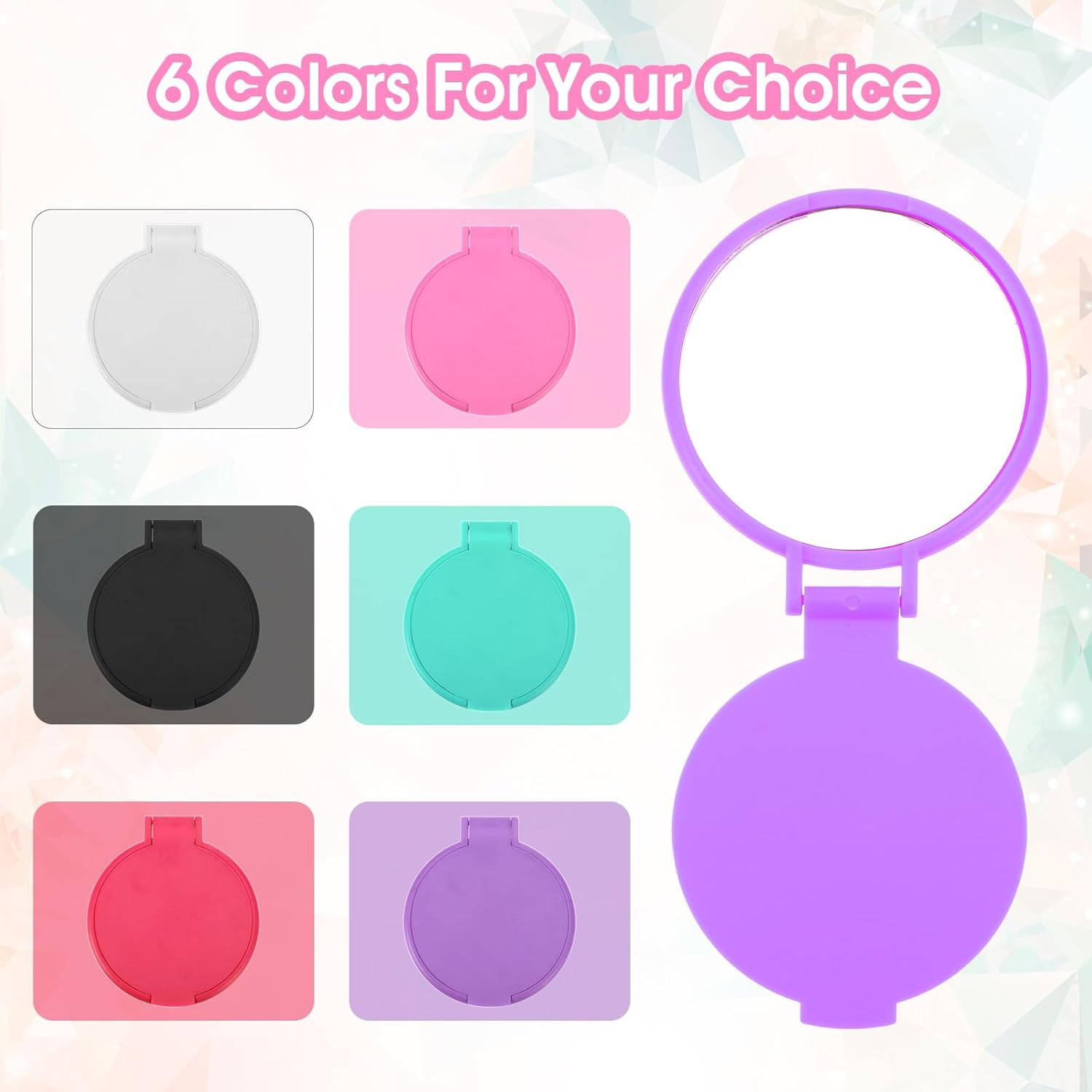 Hpmjz 12 Pcs Mini Folding Mirror Portable round Compact Mirrors 2.4 in Pocket Travel Mirror Vintage Small Makeup Mirrors for Purse Daily Use Party Favors Women Girls Gifts image number 5